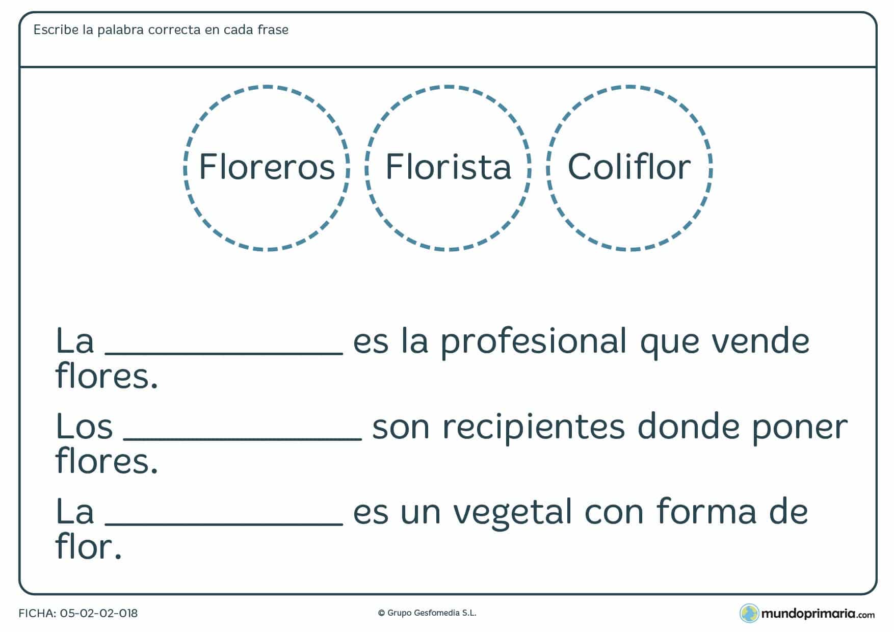 Ficha de lenguaje sobre palabras con igual morfema para Primaria