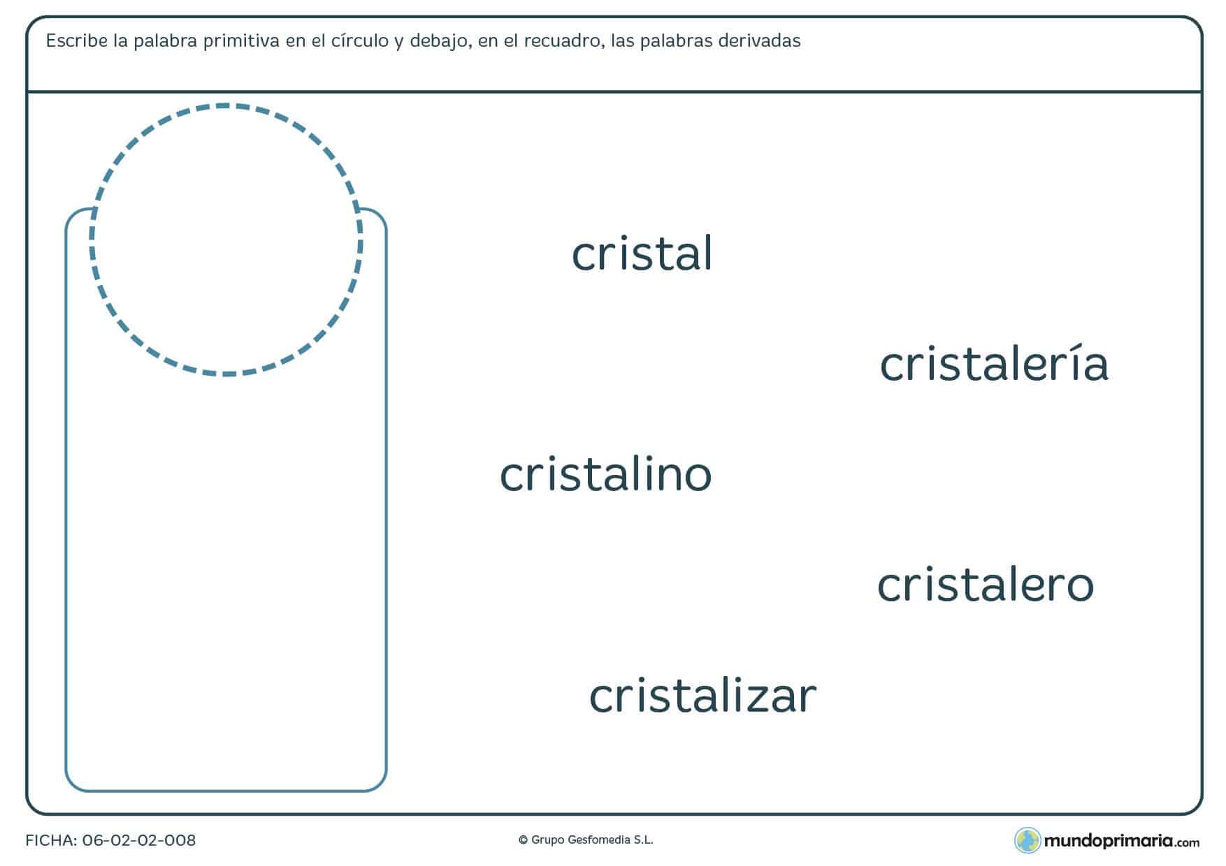 Ficha de palabras con morfema y familia similar para 4º de Primaria