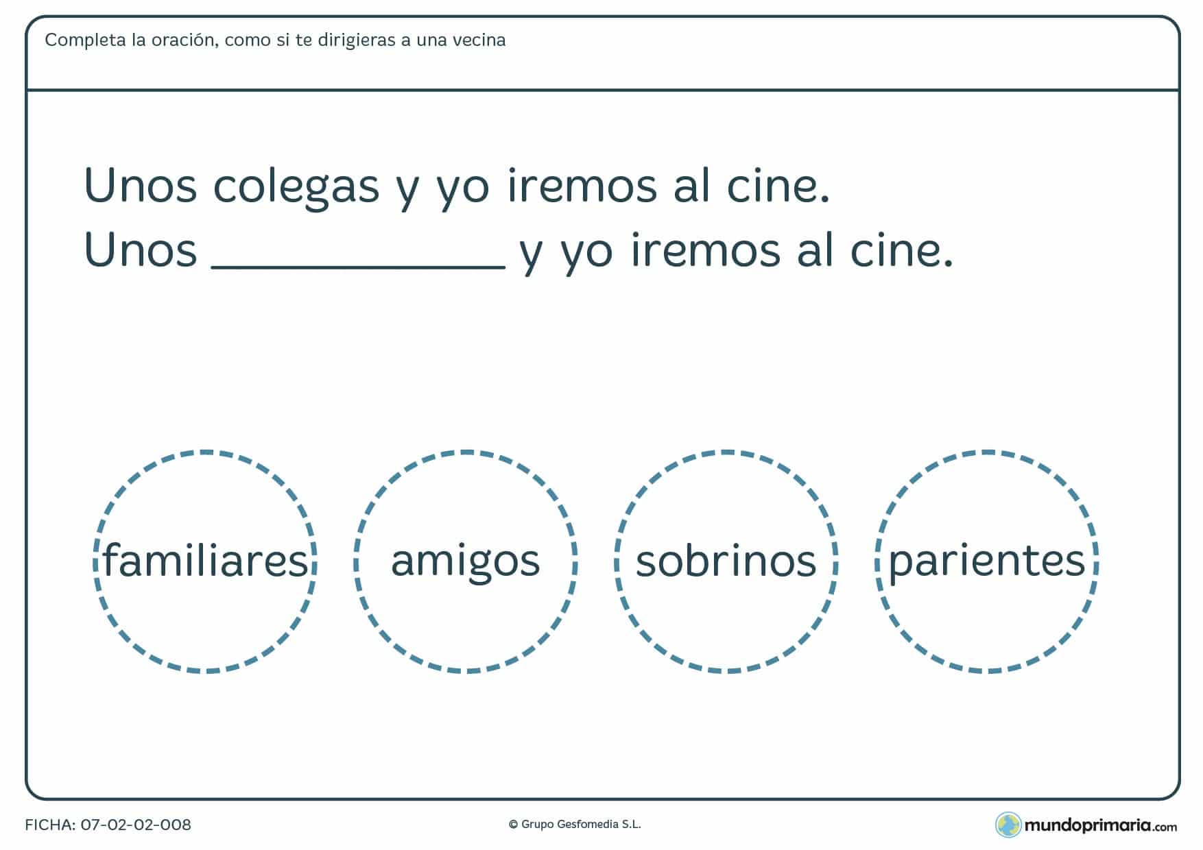 Ficha de aprender a hablar un lenguaje educado y dirigido a una vecina