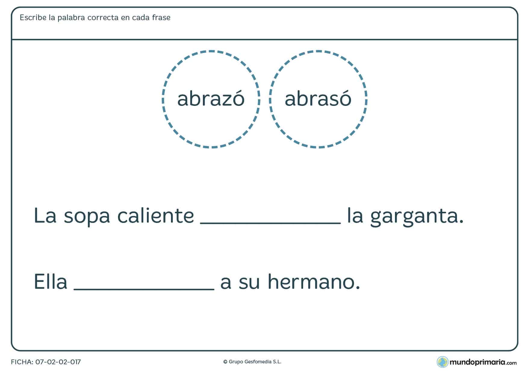 Ficha de elegir la palabra y colocarla en la frase que encaje