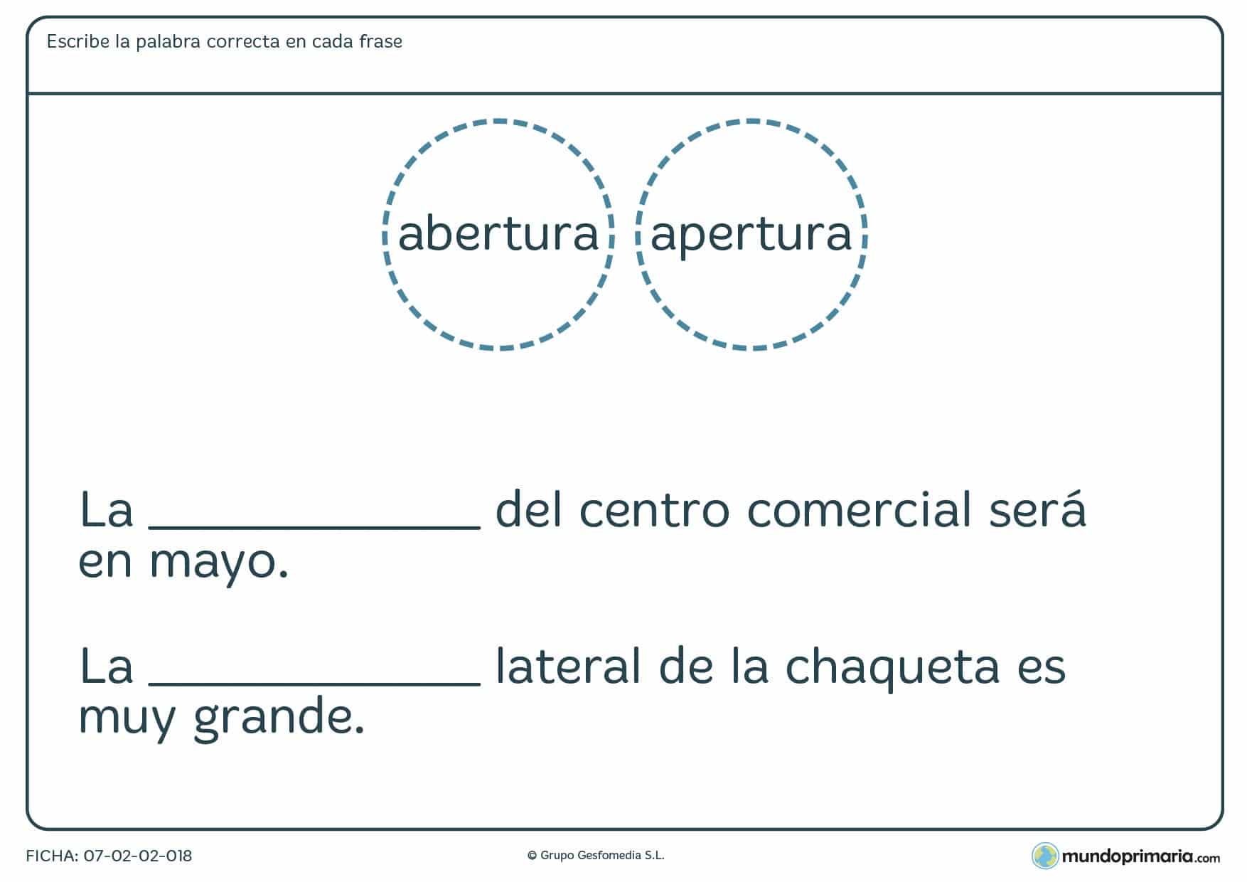 Distinguir las palabras y situarlas en la frase que corresponda