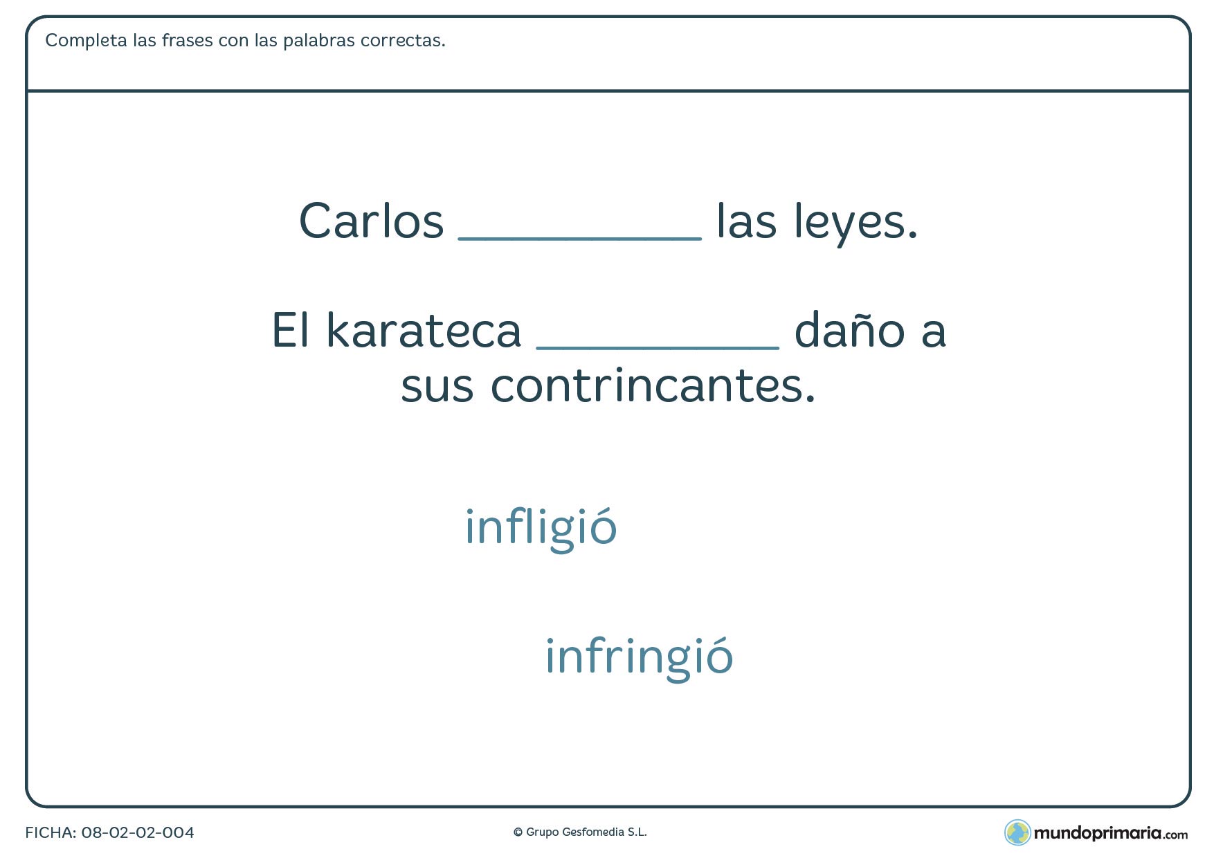 Ficha sobre confusión de palabras para niños de 6º de Primaria
