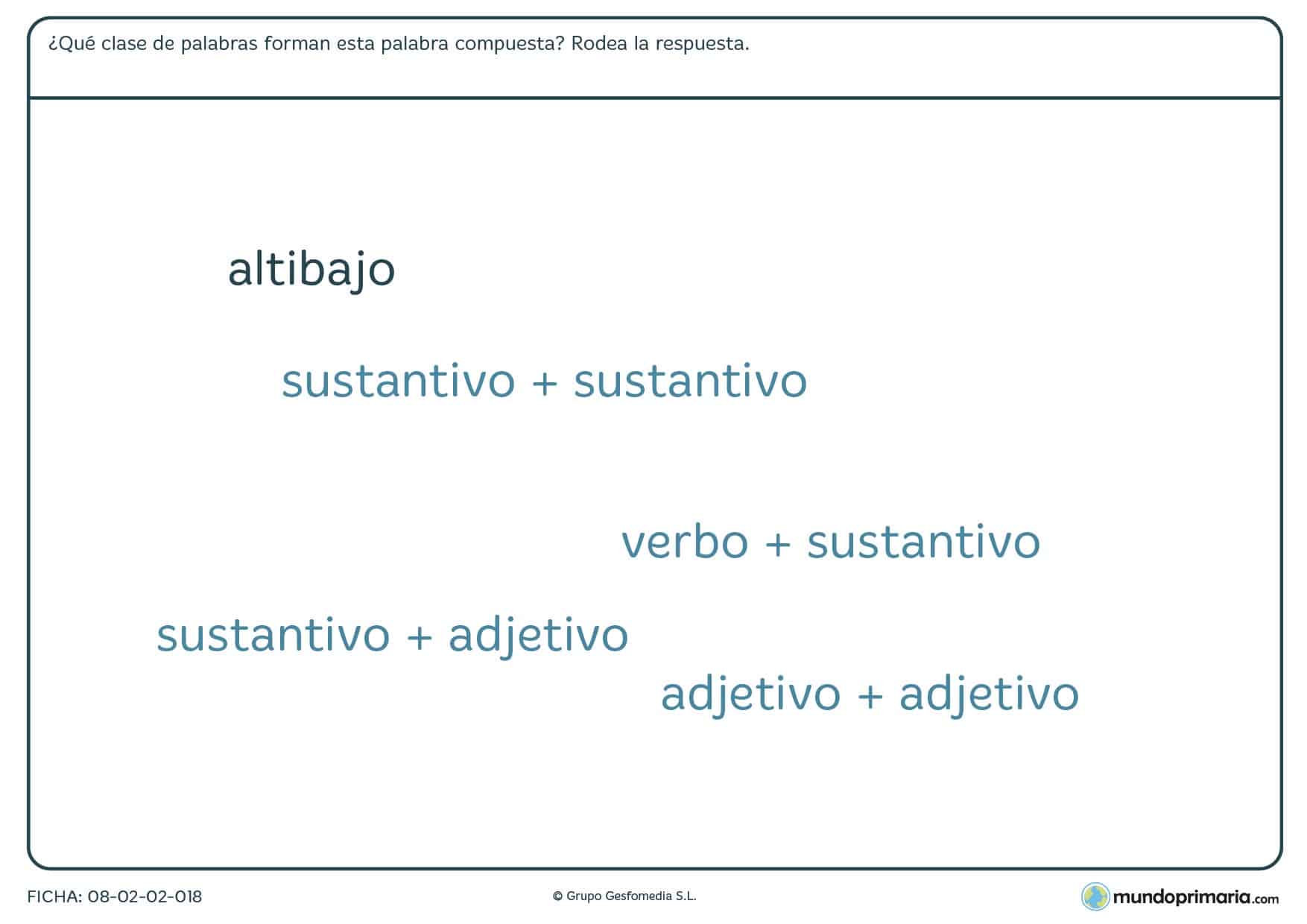 Ficha de 6º curso de educación primaria de palabras compuestas