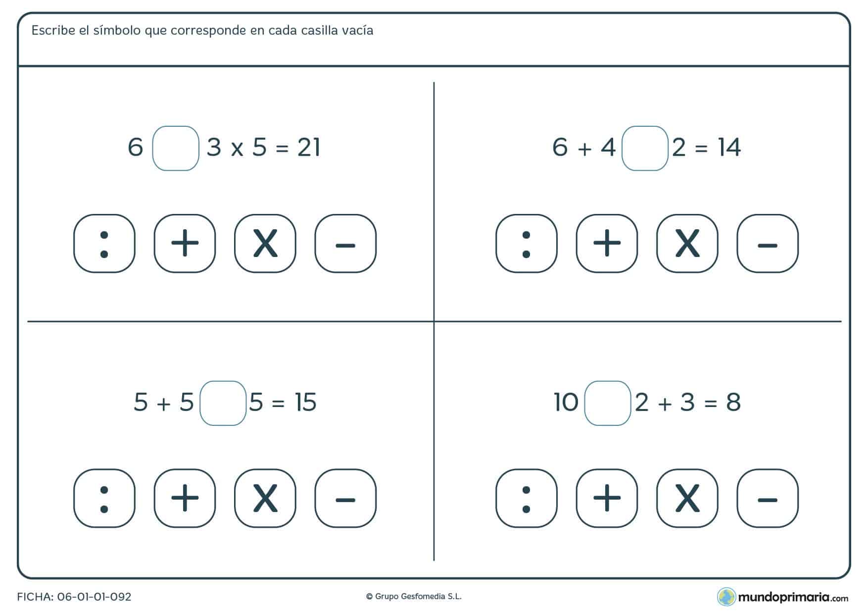 Falta un símbolo para escribir en la casilla vacía para primaria