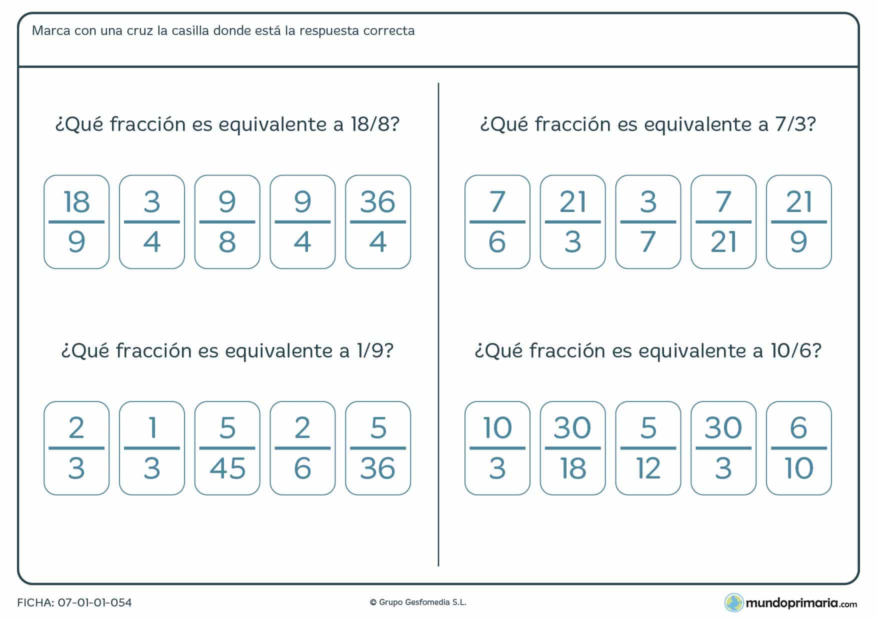 Lámina en la que hay que buscar y encontrar la fracción similar