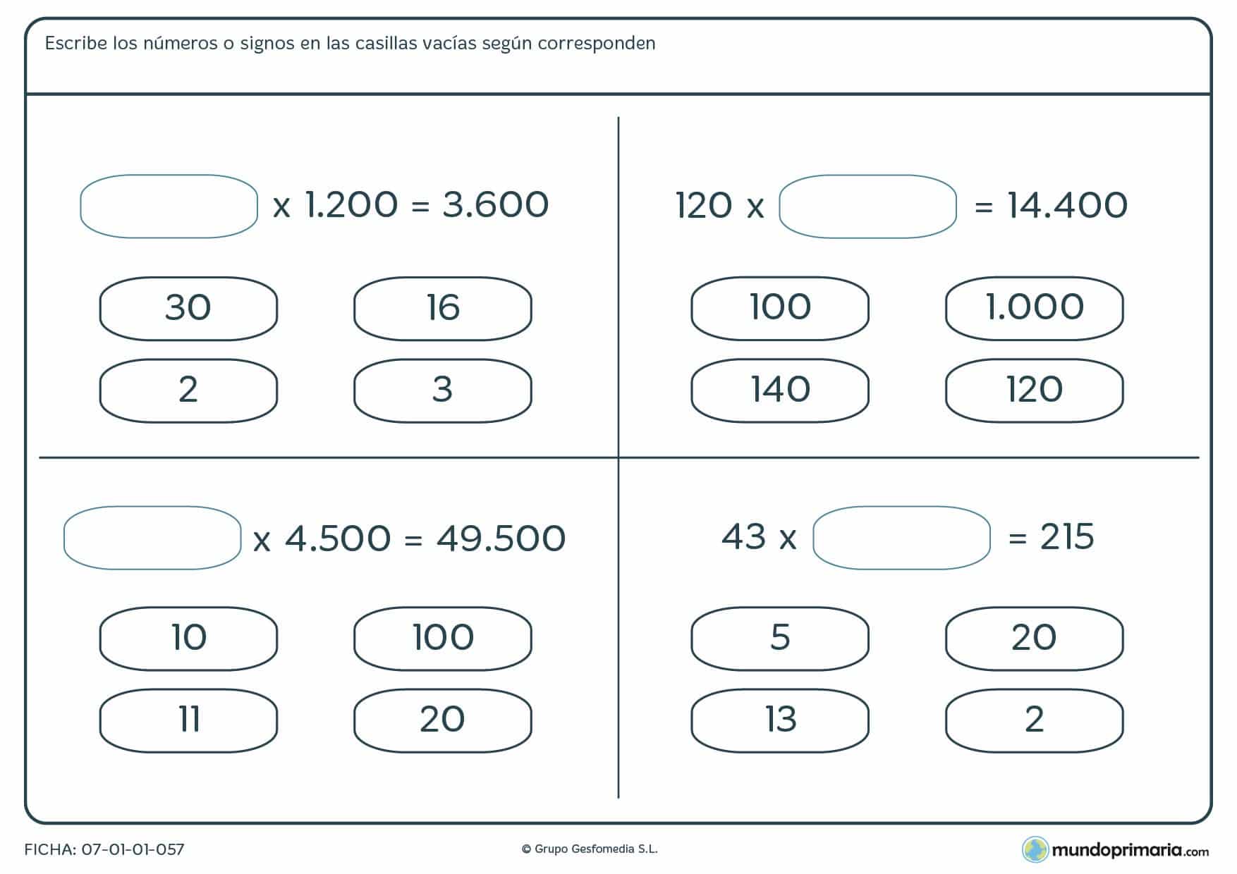 Ficha de encontrar los valores correctos para alumnos de Primaria