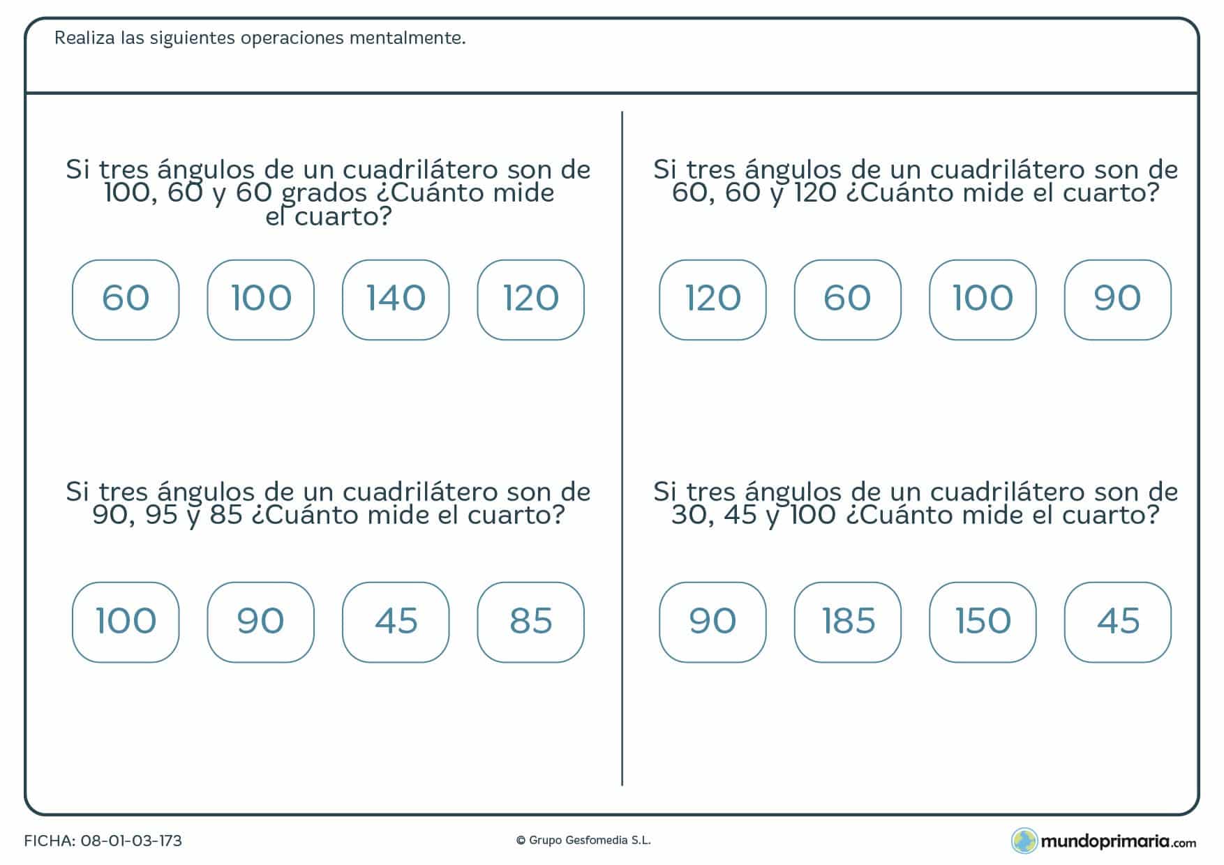 Ficha de calcular los grados de un ángulo para 6º de Primaria