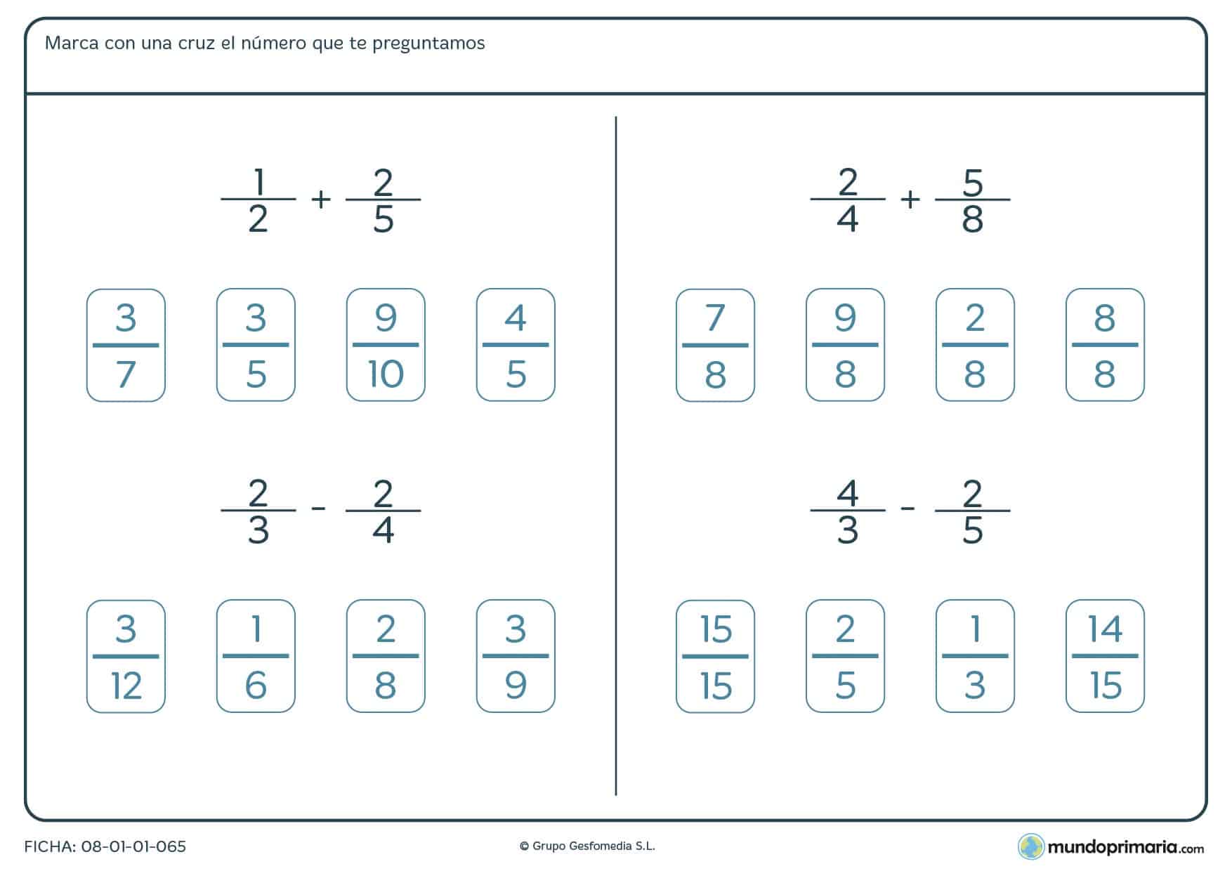 Ficha de multiplicar y dividir fracciones y un número entero para 6º