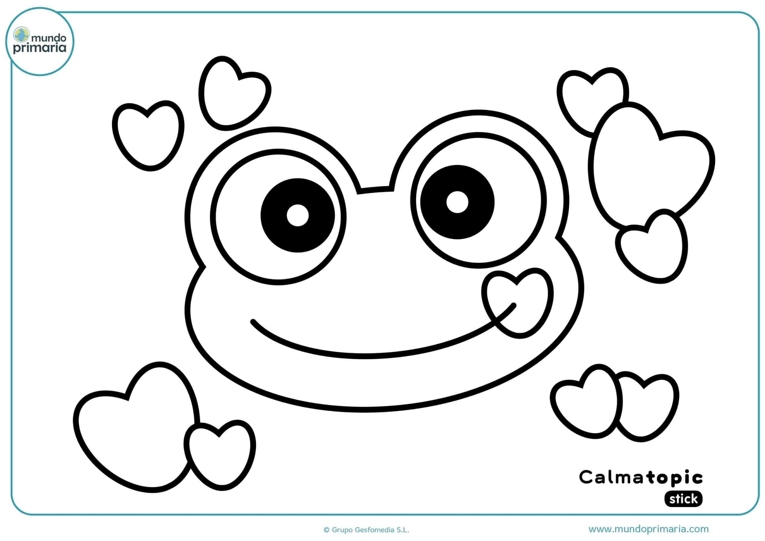 Ficha para descargar y colorear de la alegre ranita de Calmatopic