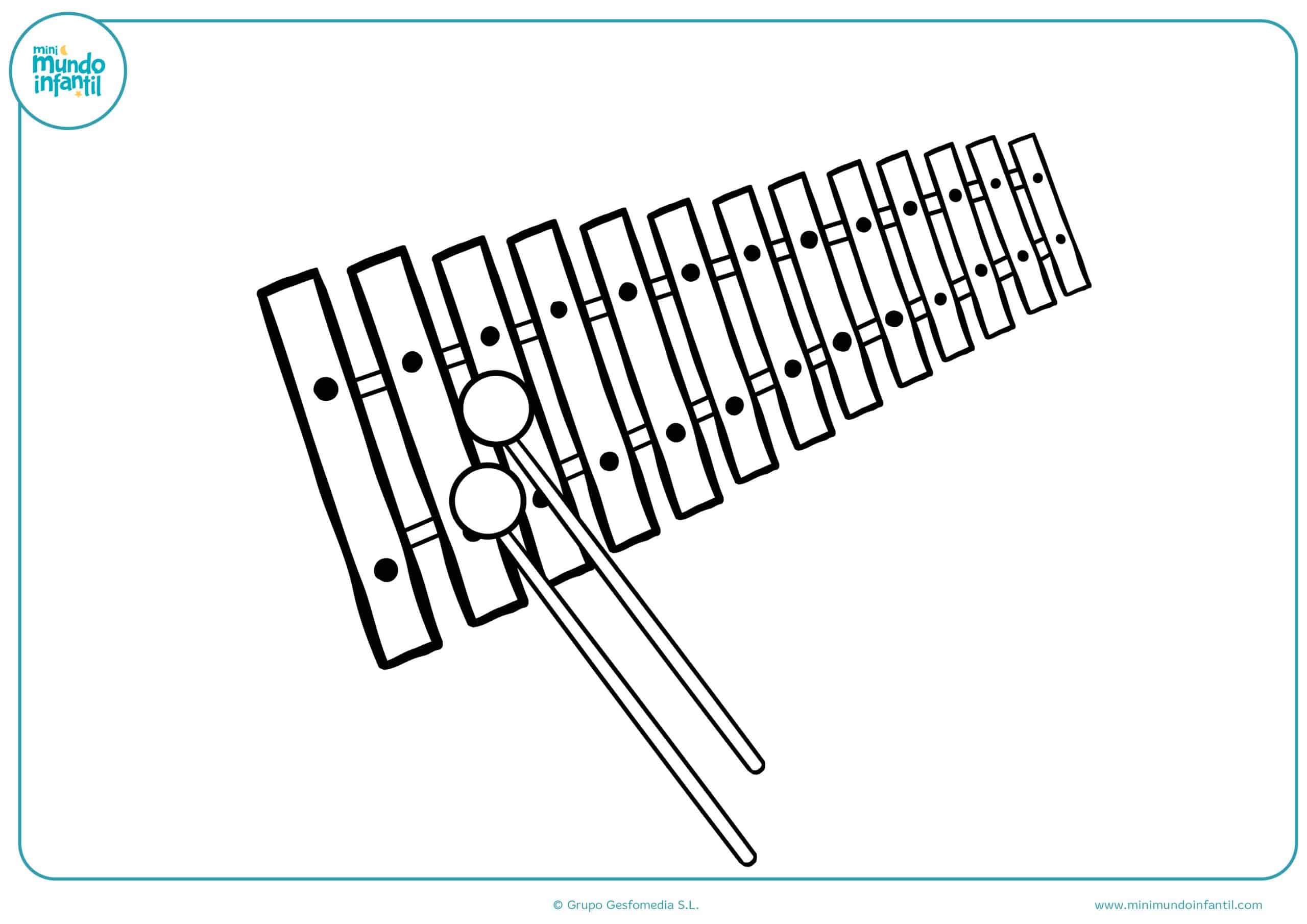 Colorear dibujos instrumentos musicales gratis
