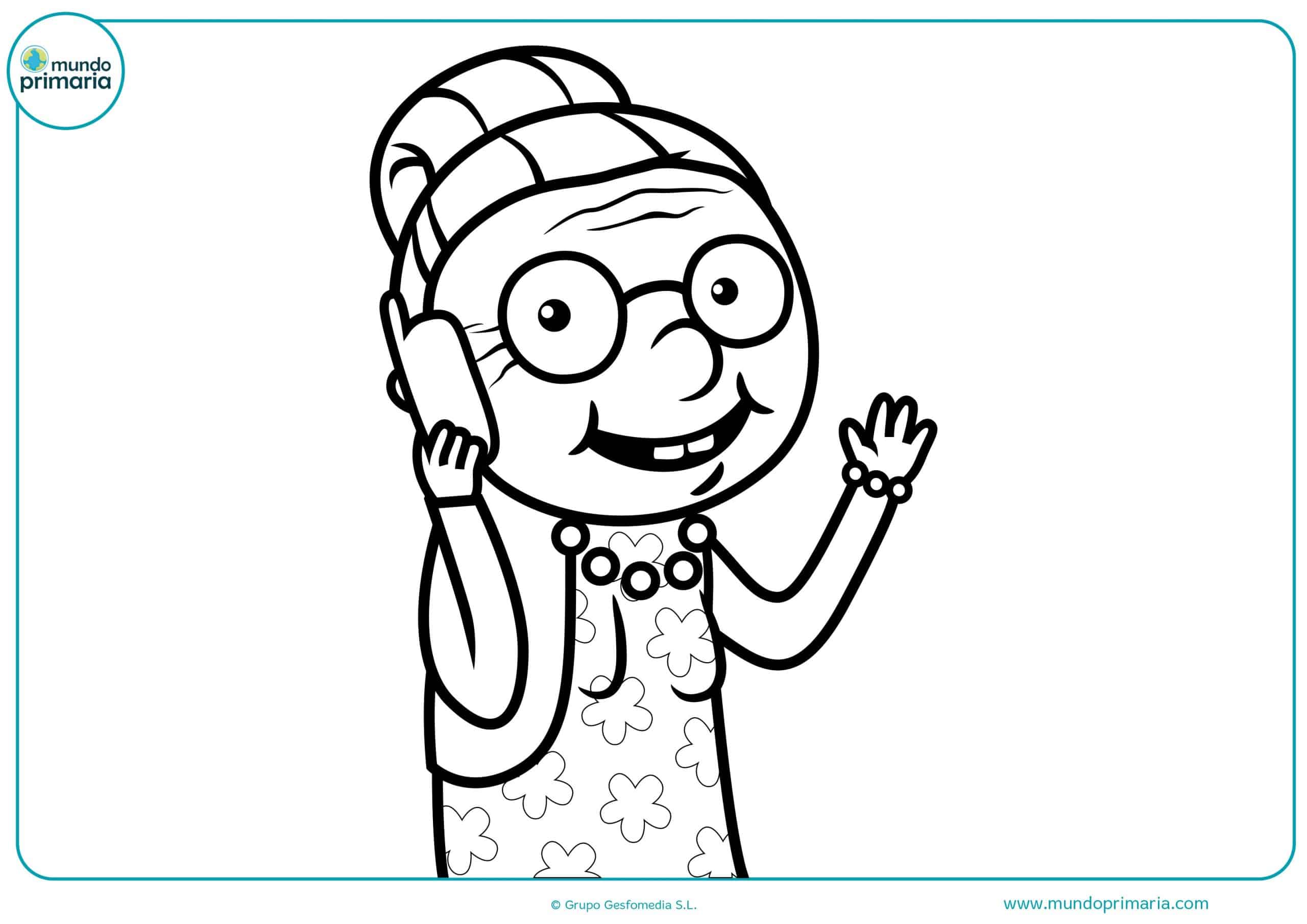 Dibujos colorear abuelos abuelas para niños
