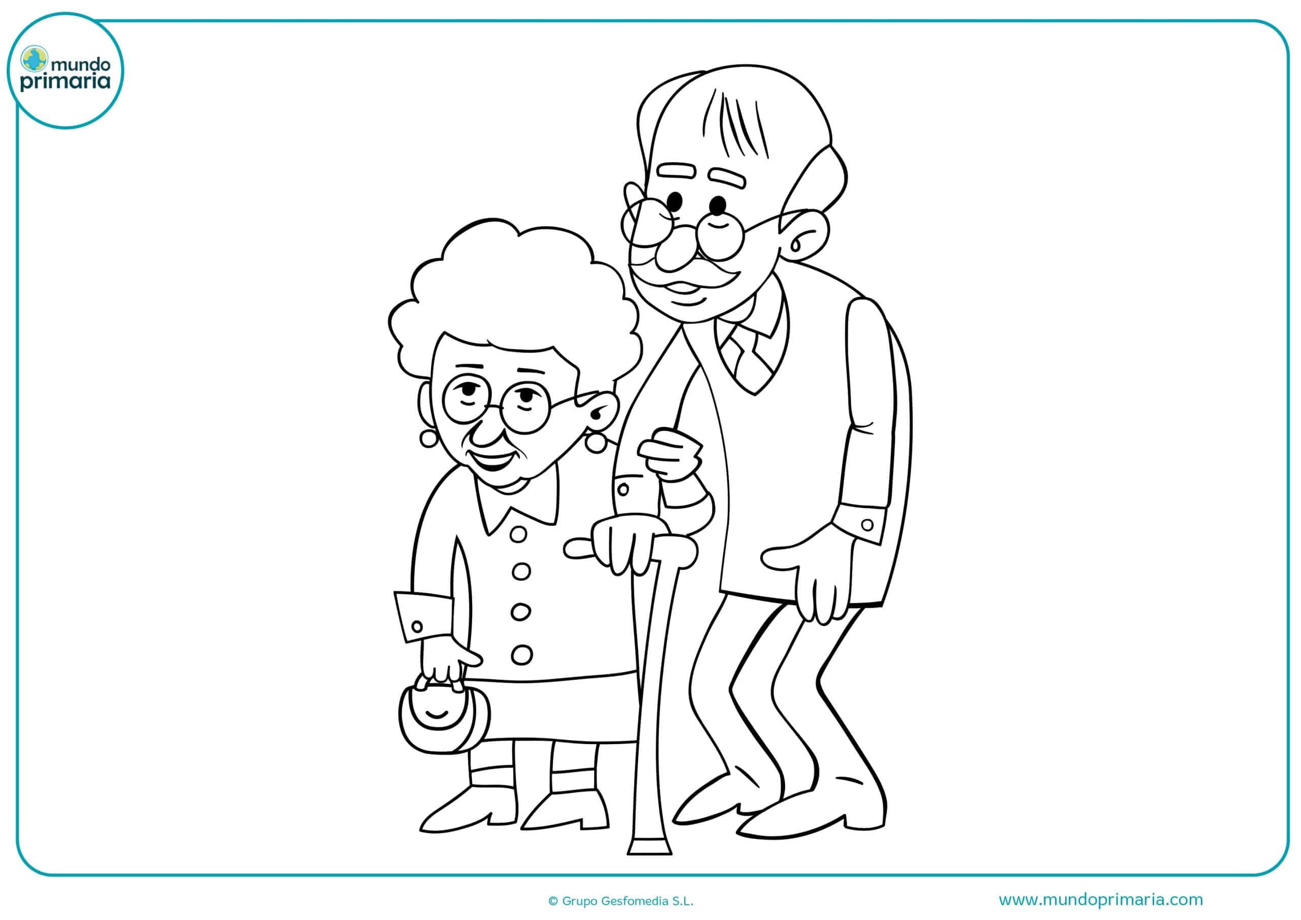 Dibujos colorear abuelos abuelas para niñas