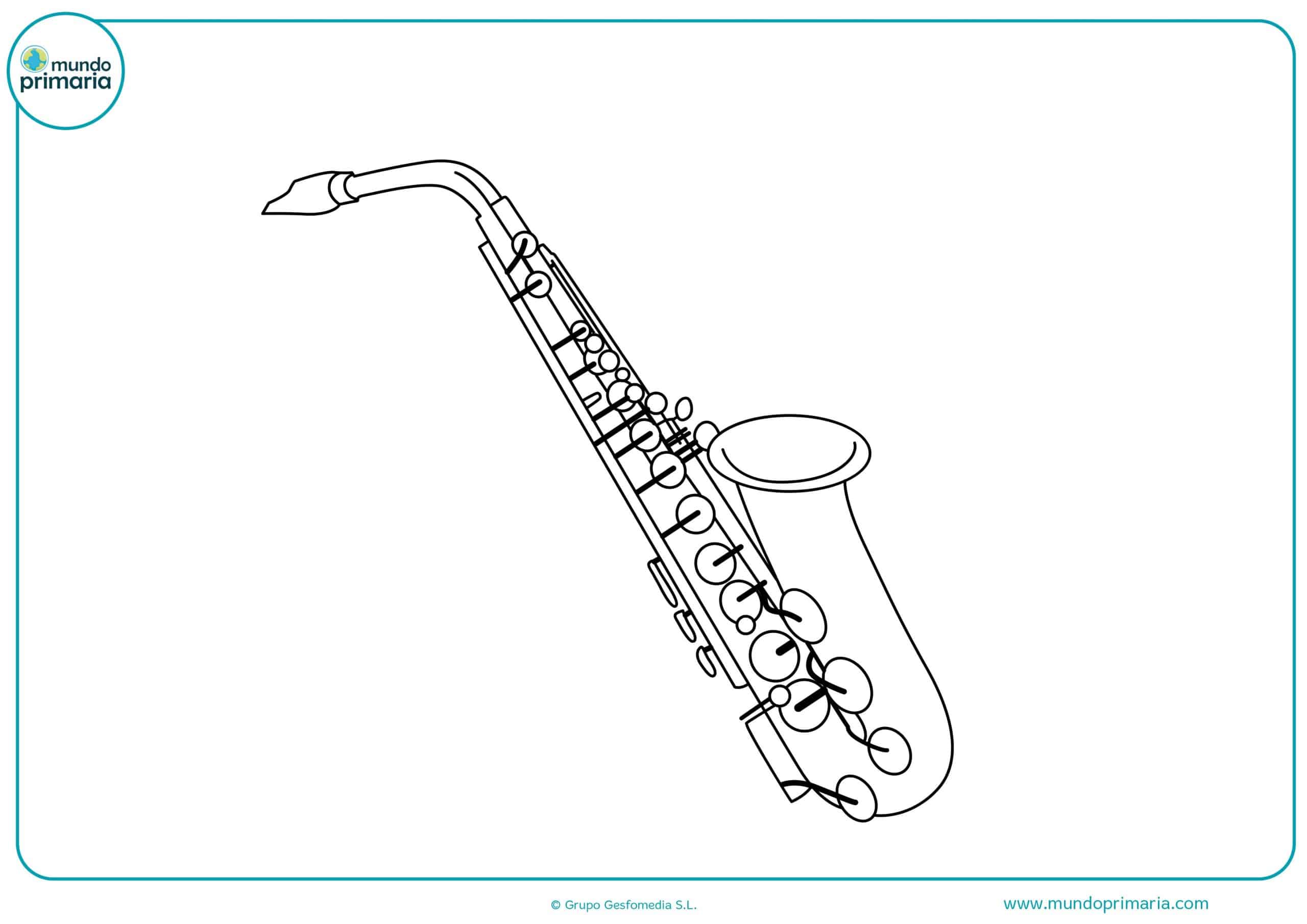 Dibujo saxofón infantil colorear Mundo Primaria