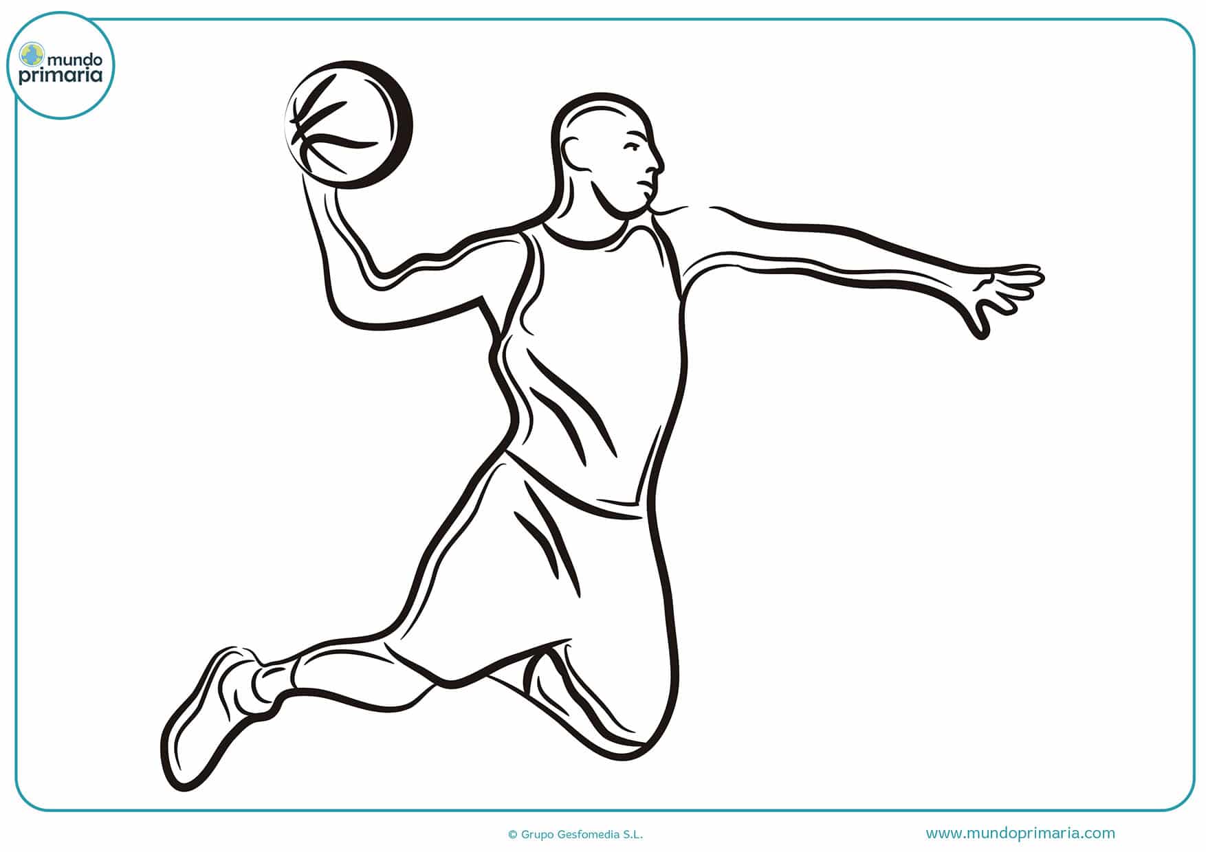 Colorear dibujos baloncesto para imprimir