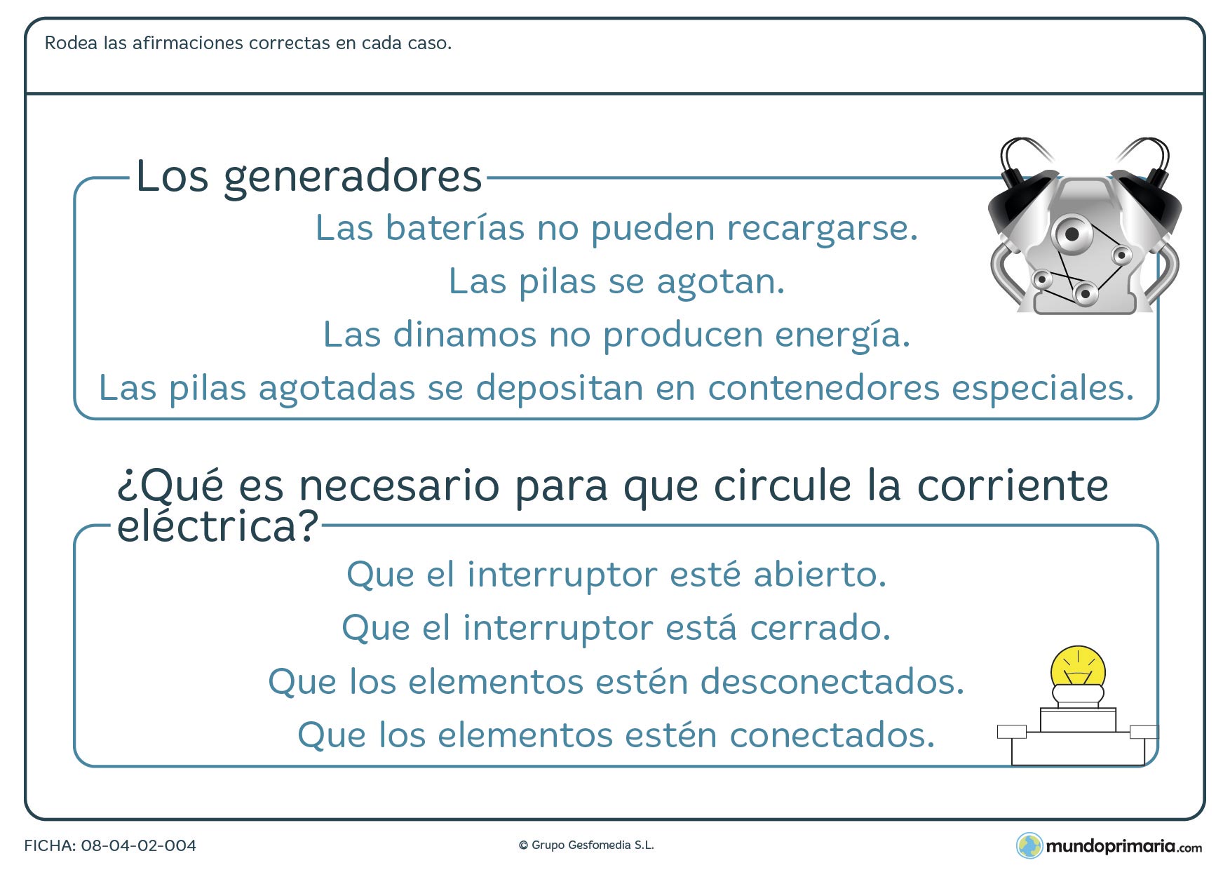 Ejercicios 6 primaria naturales ciencias