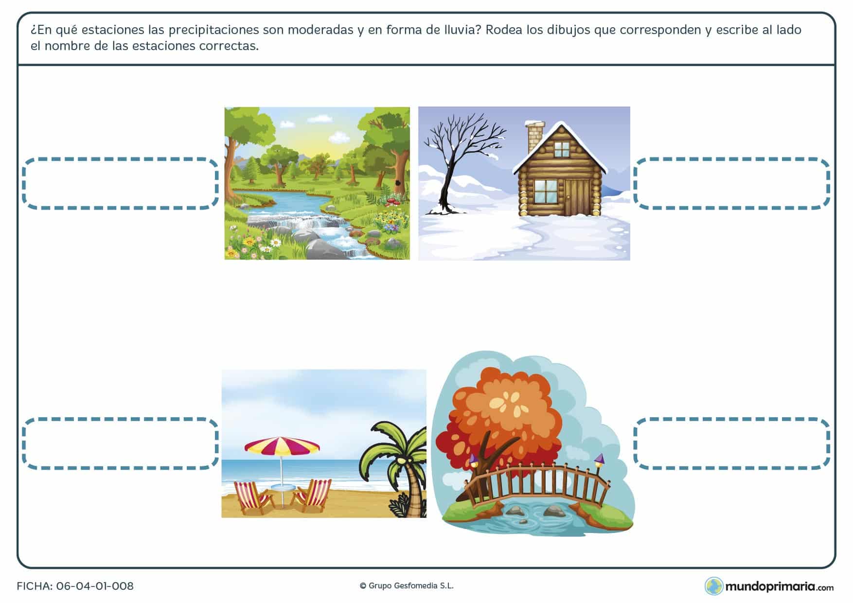 Ficha de las estaciones y el clima para primaria