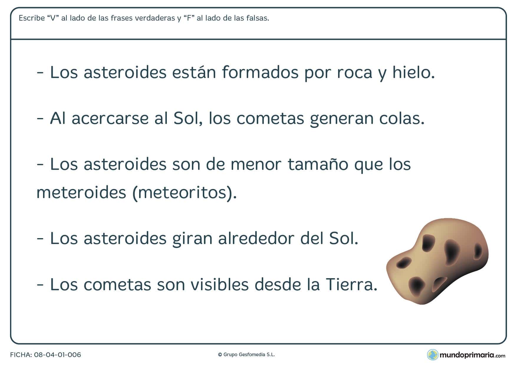 Ficha de estrellas espaciales para primaria