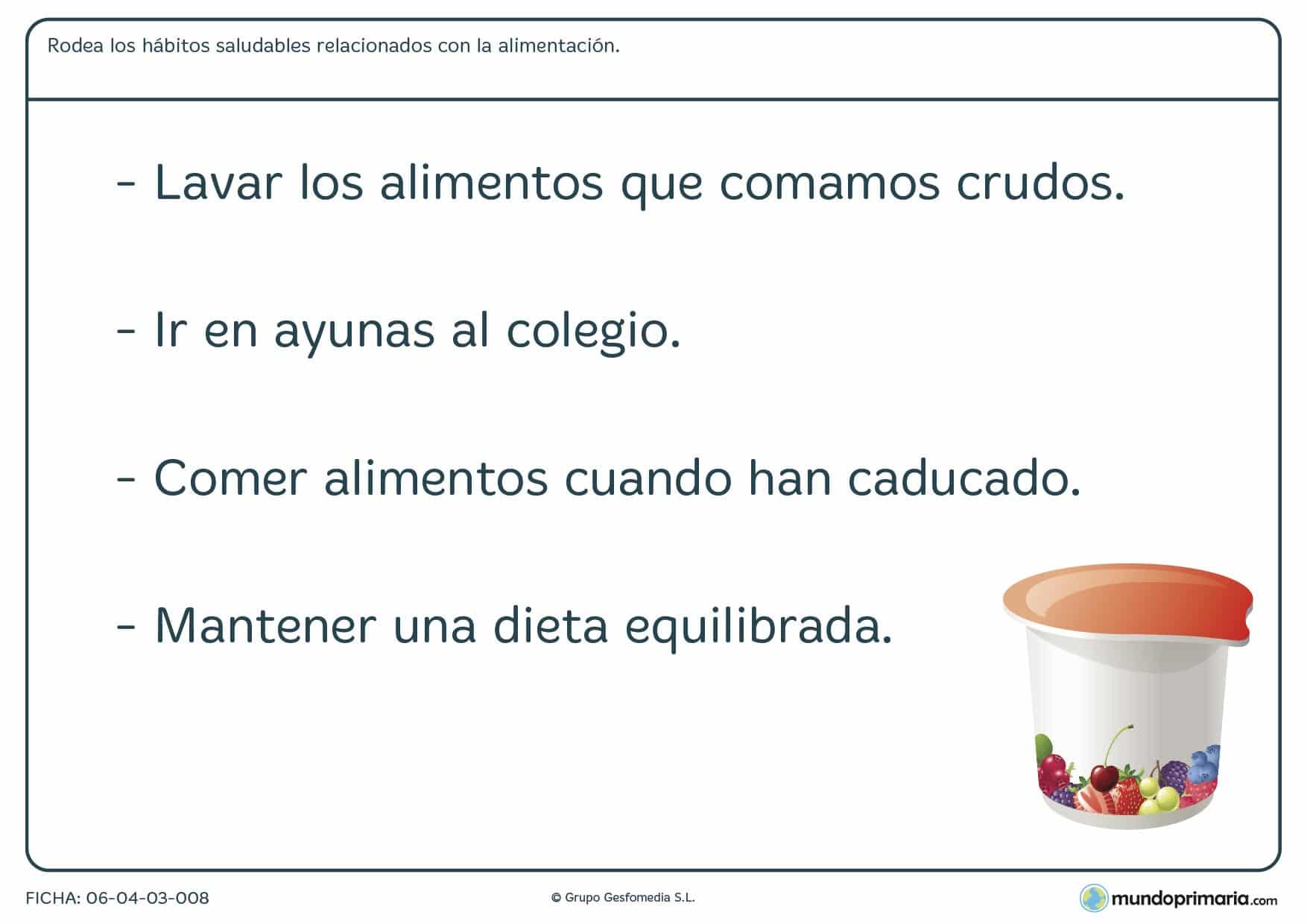 Ficha de aprender los hábitos saludables