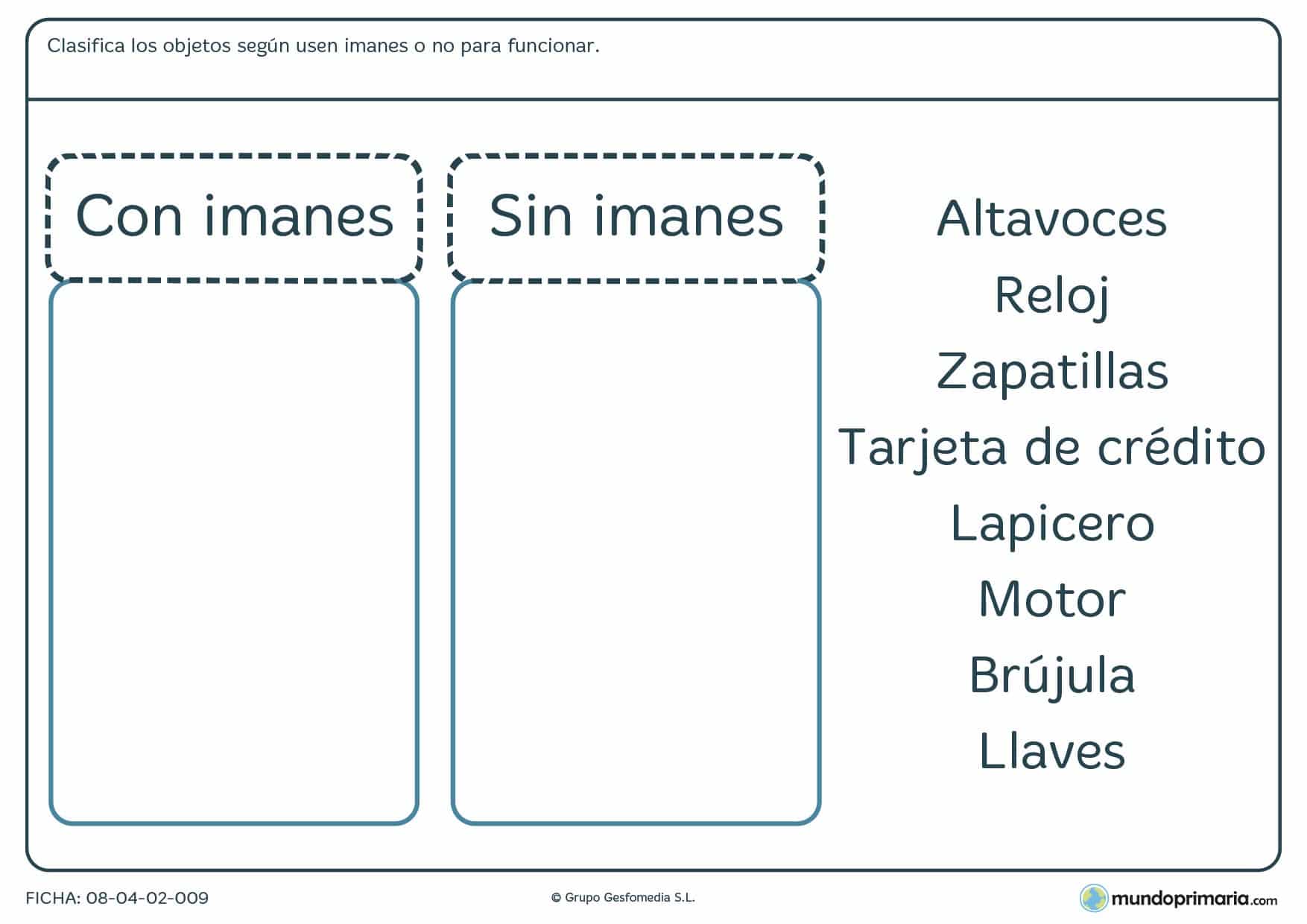 Ficha de materia y energía sobre los imanes