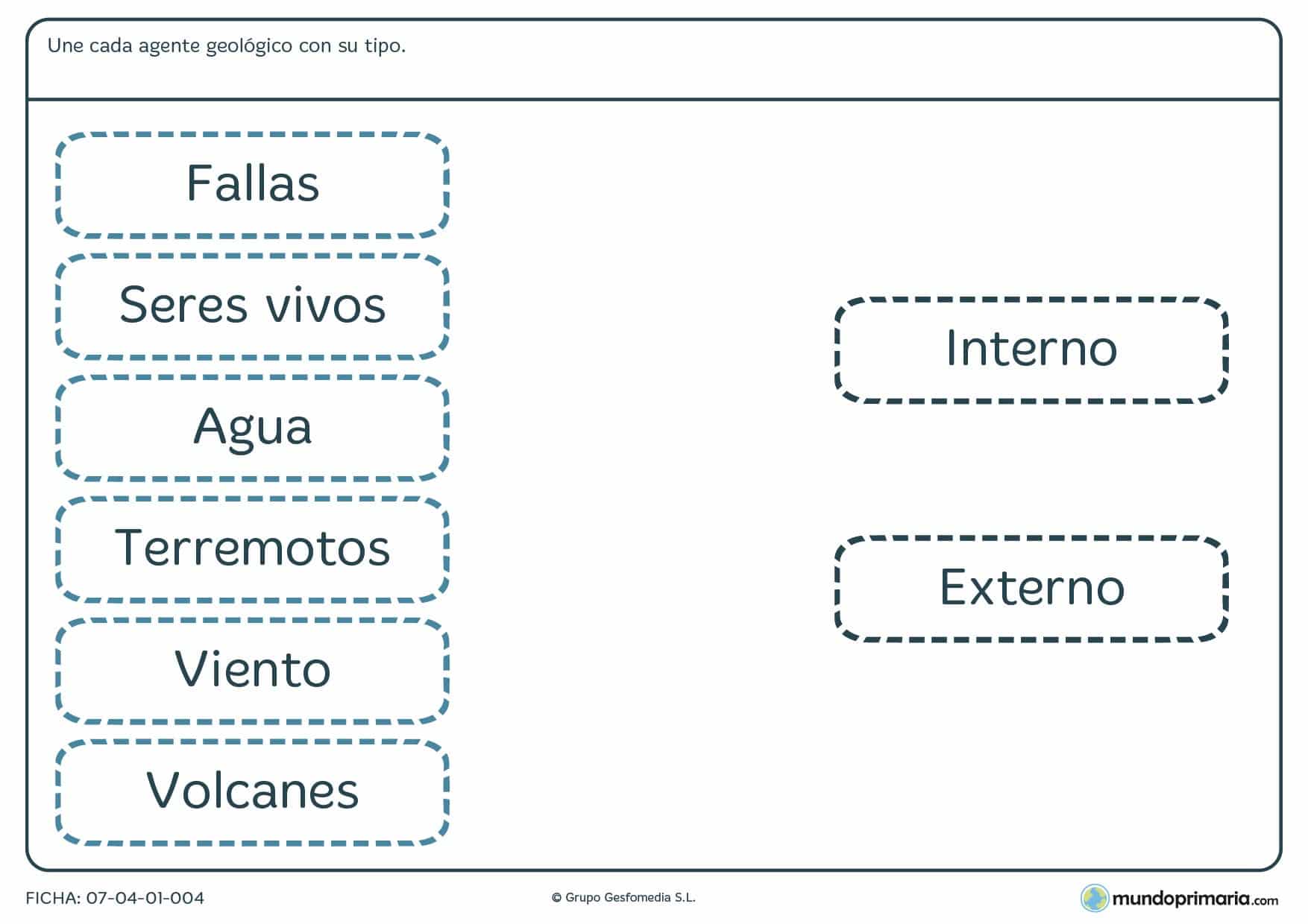 Ficha de enlazar cada palabra de entorno geológico