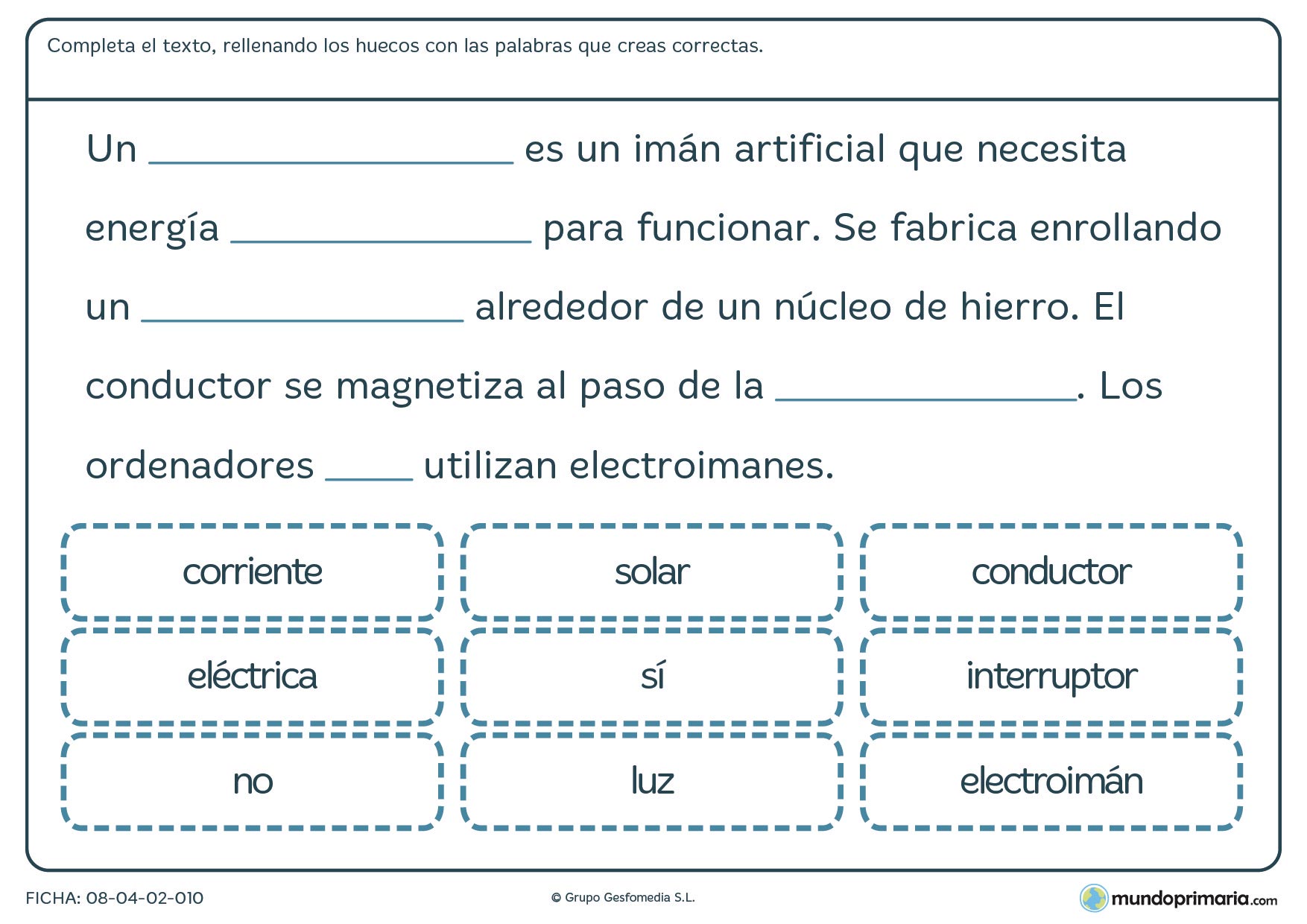 Ficha sobre la corriente para primaria