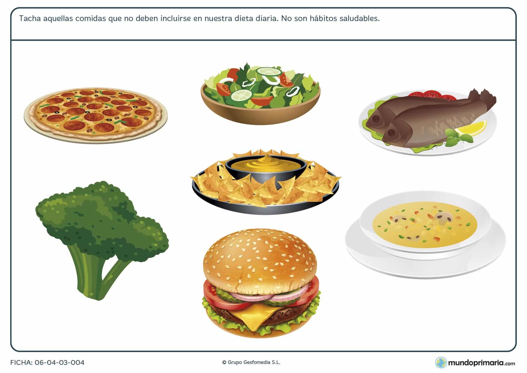 Ficha de tipos de comida para primaria