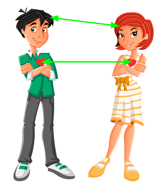 Chico y chica empatizando a nivel emocional a través del corazón y el cerebro