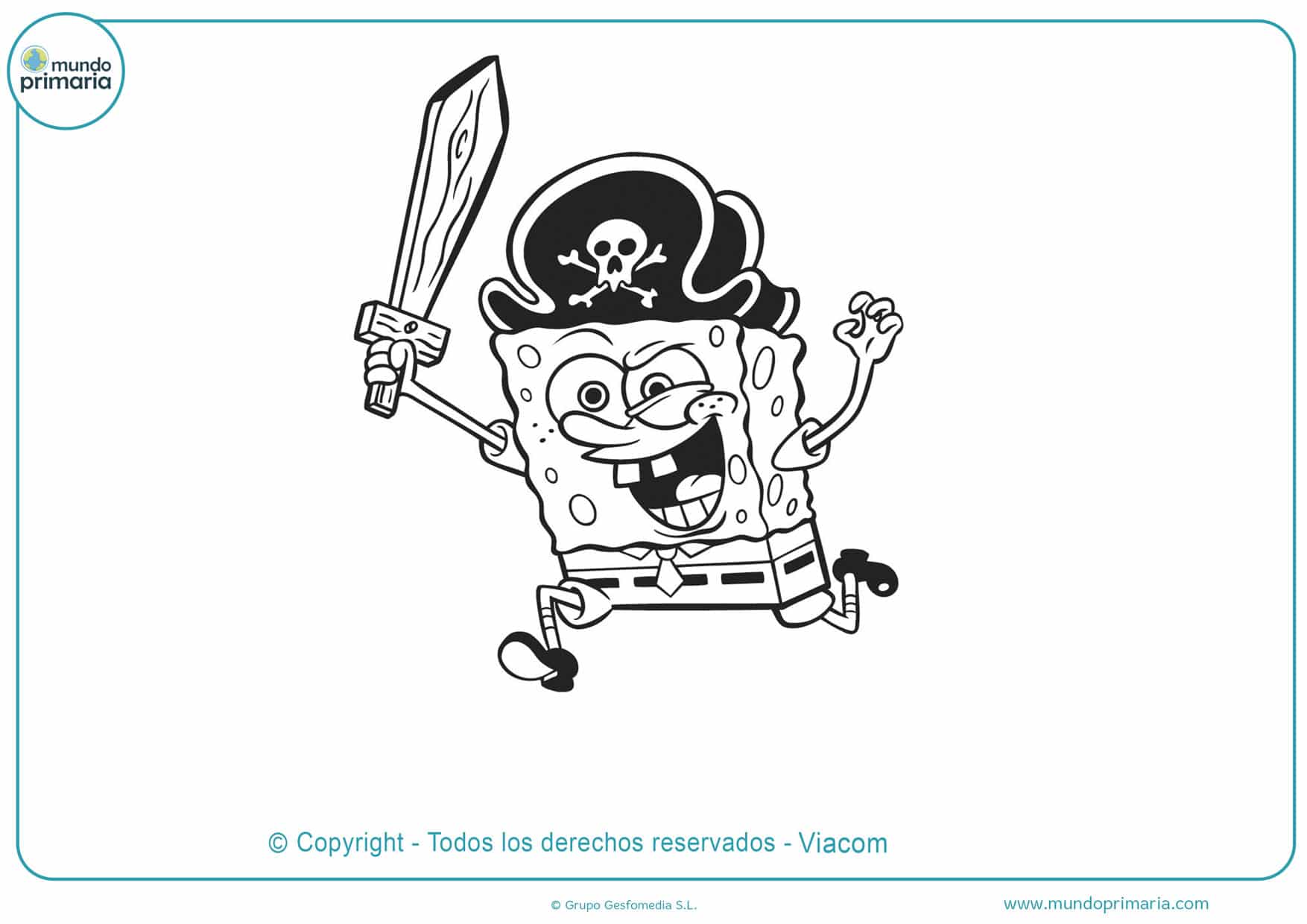 colorear dibujos de bob esponja pirata