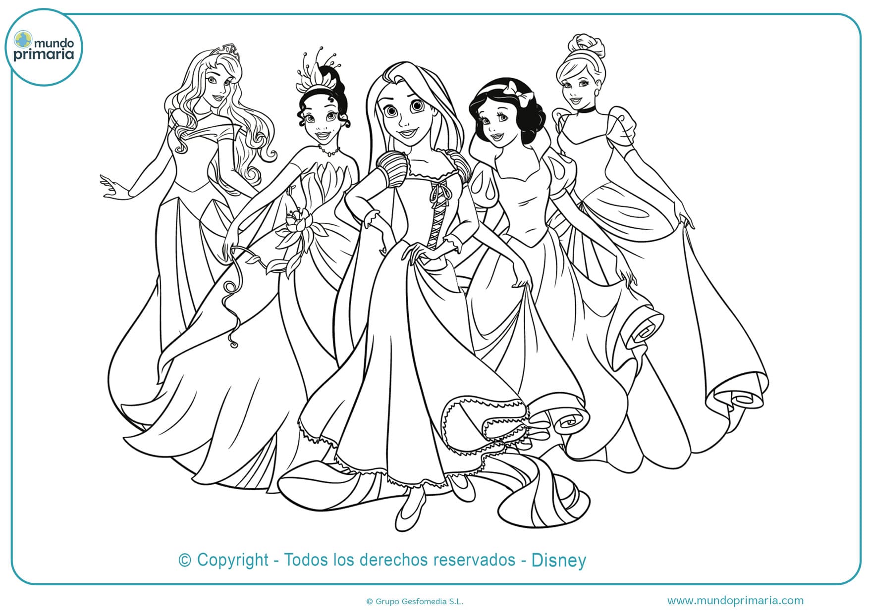dibujos para colorear princesas disney para imprimir