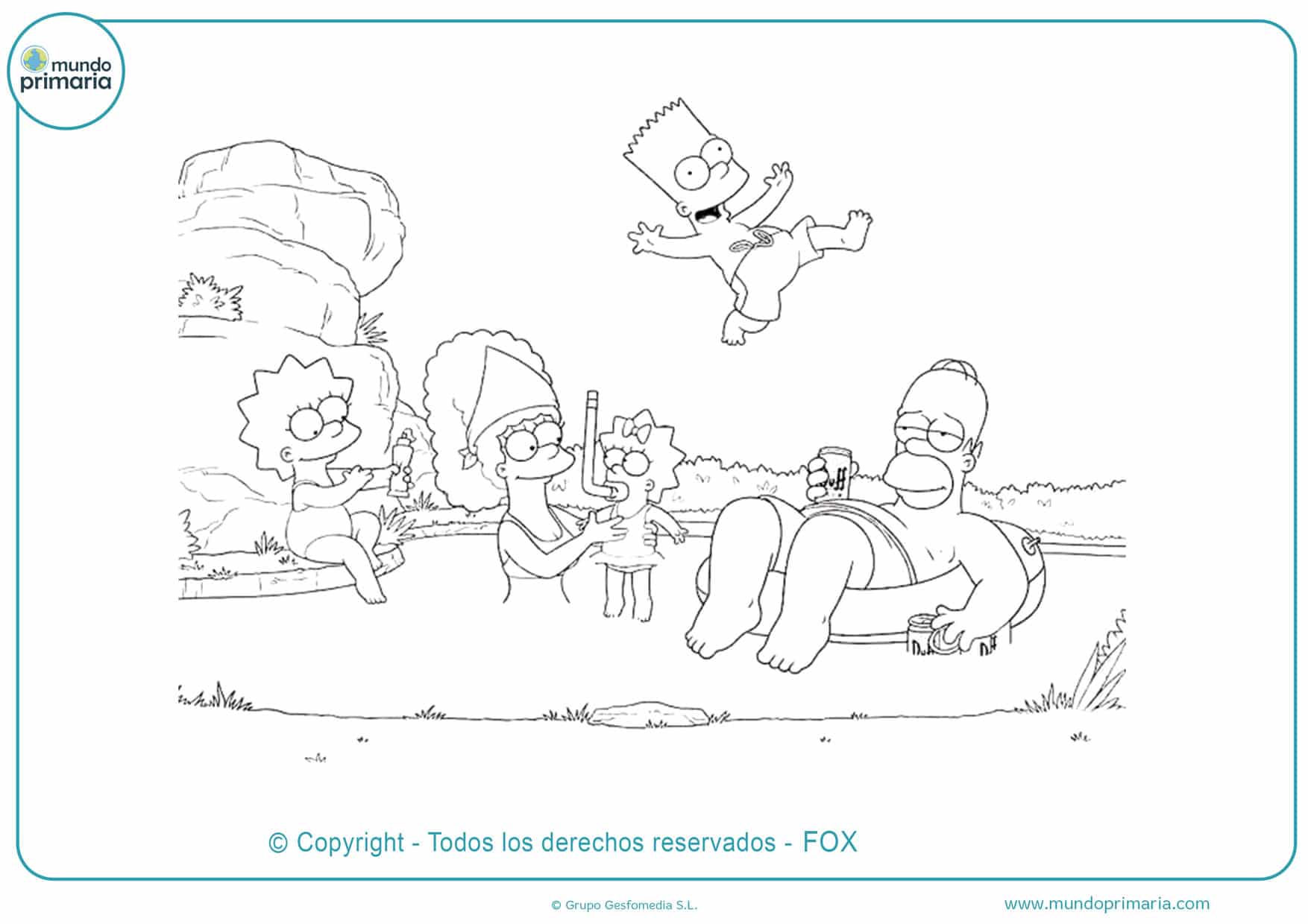 dibujos de la familia simpson en vacaciones para colorear