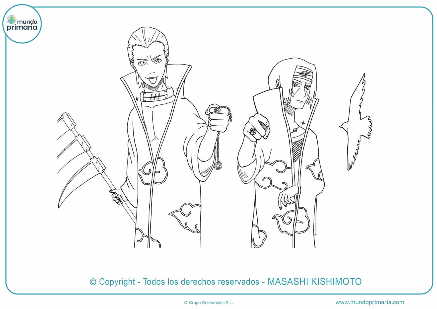 dibujos para colorear de naruto y gaara