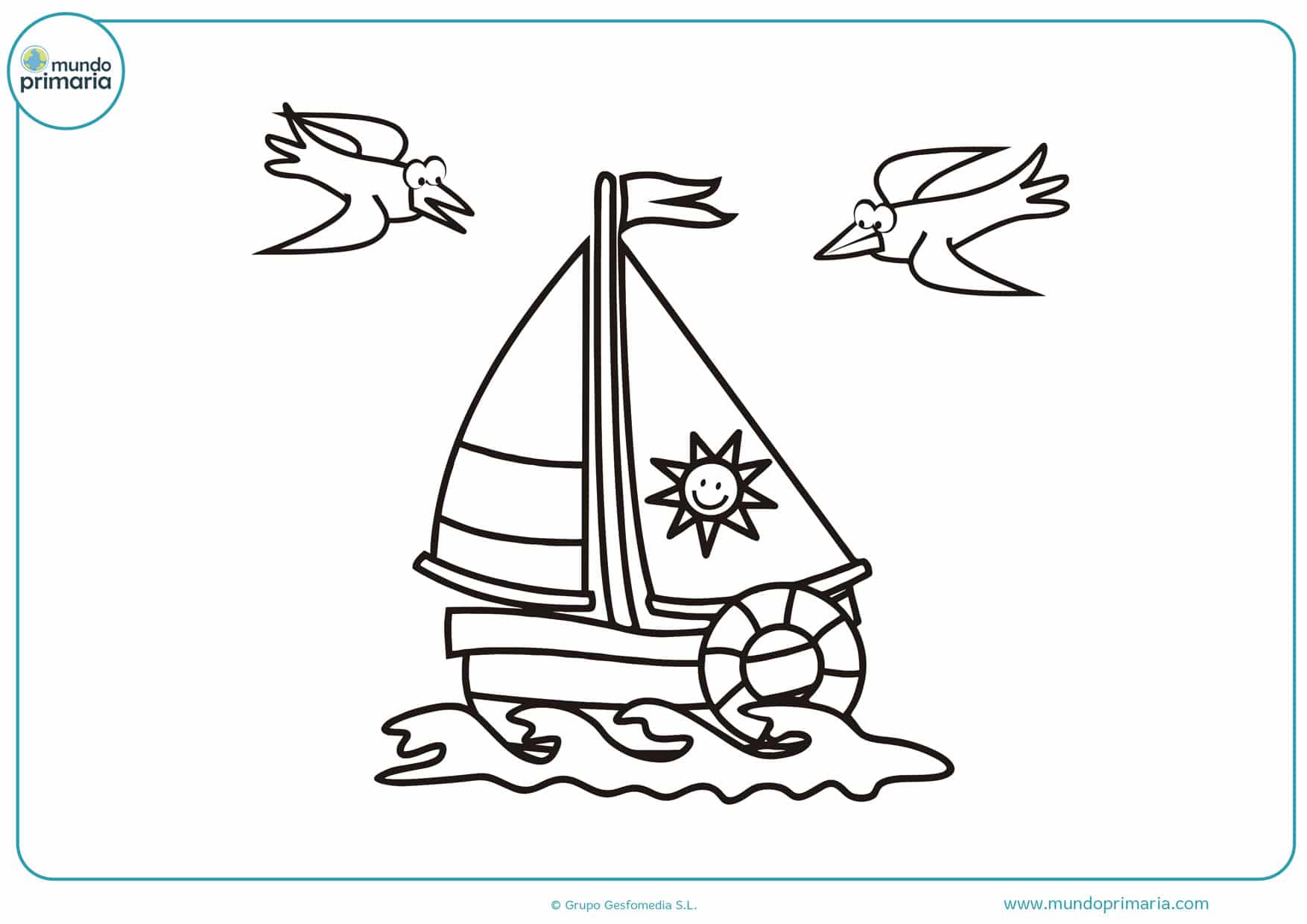 dibujos de barcos para colorear para niños