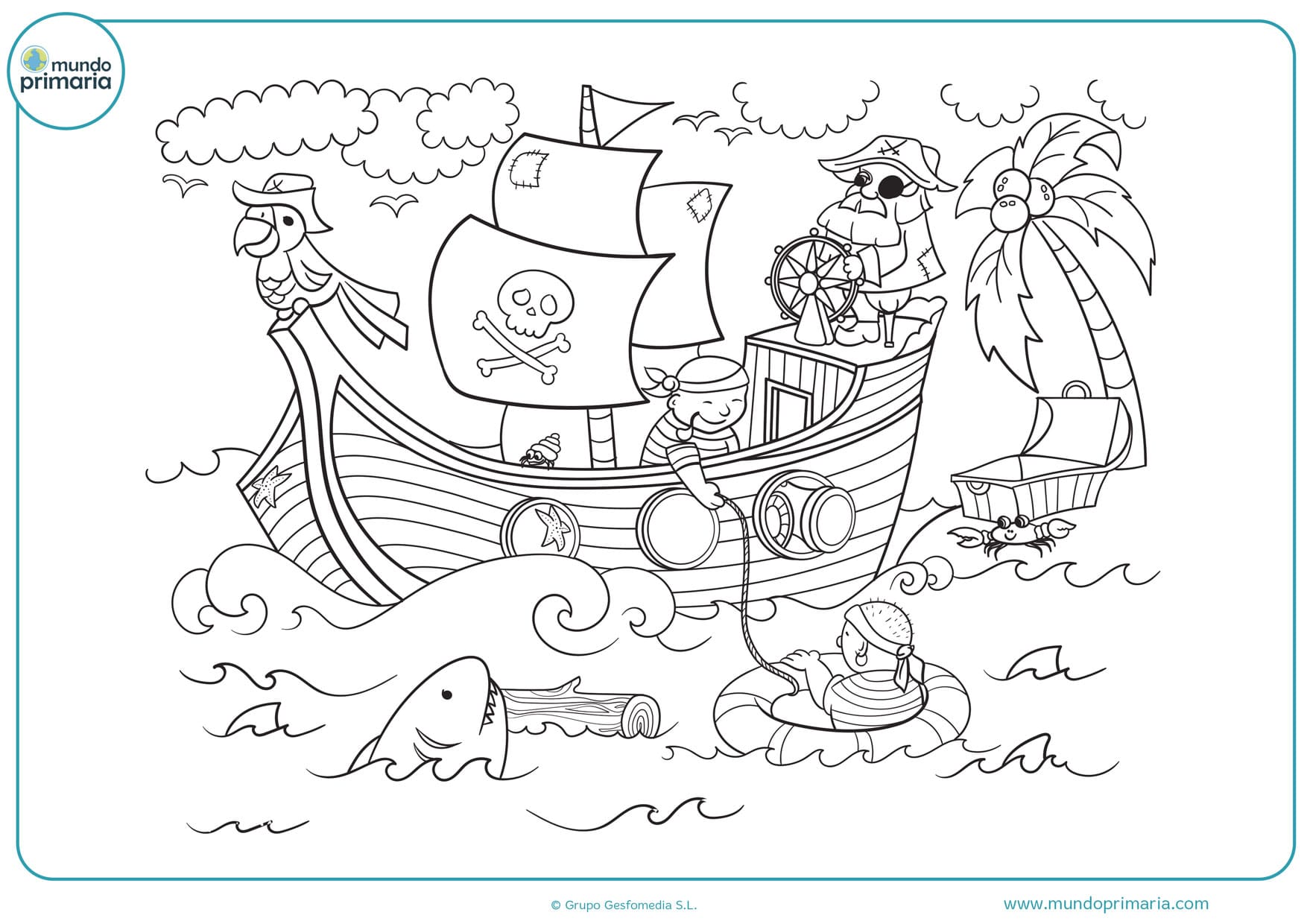 dibujos de barcos piratas infantiles para colorear