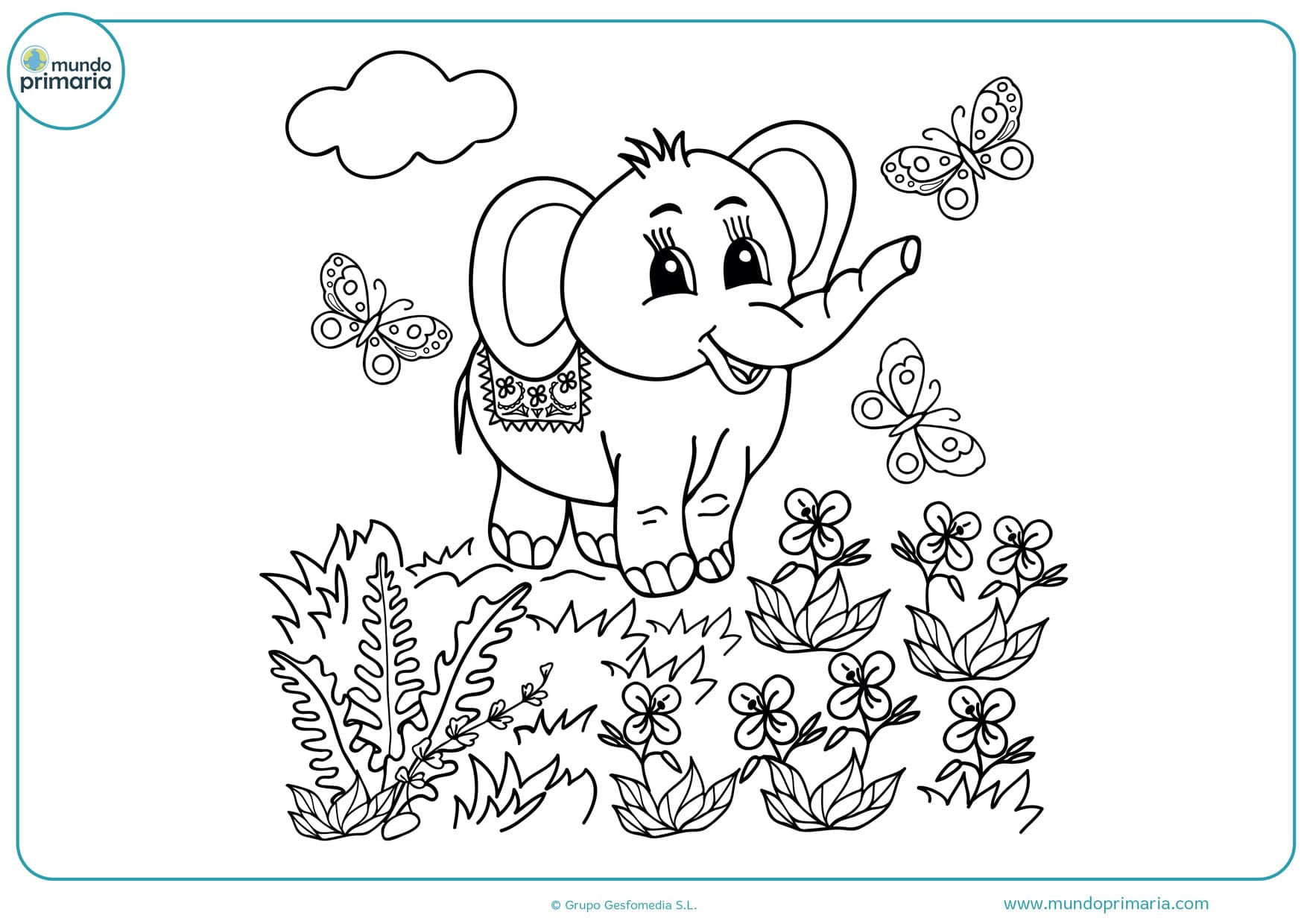 dibujos de elefantes para colorear e imprimir