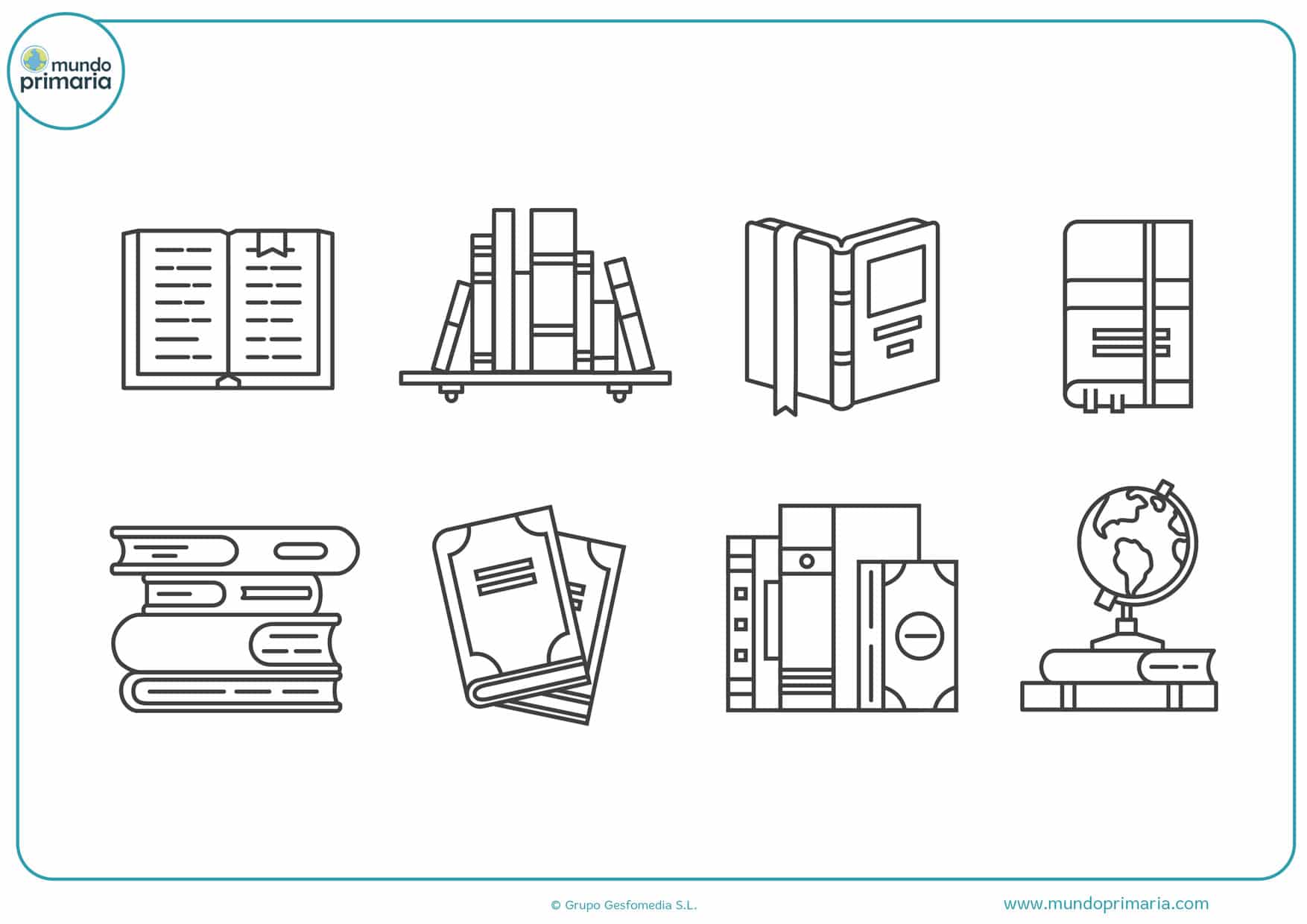 dibujos de estanterías de libros para colorear