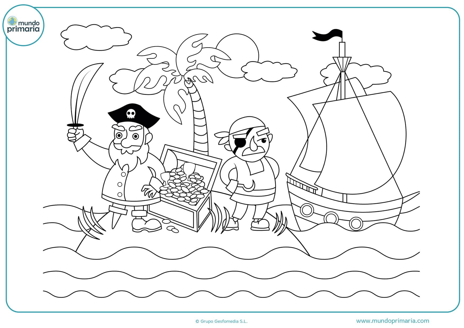 dibujos de islas piratas para colorear