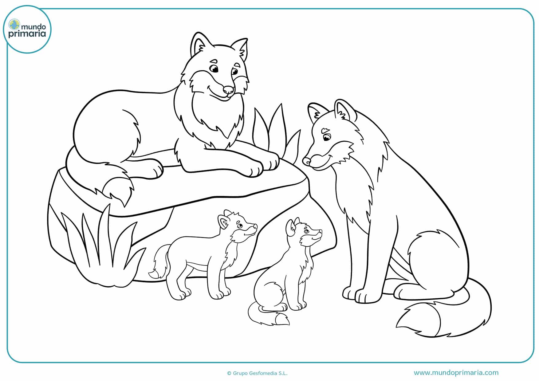 dibujos de lobos para colorear infantiles