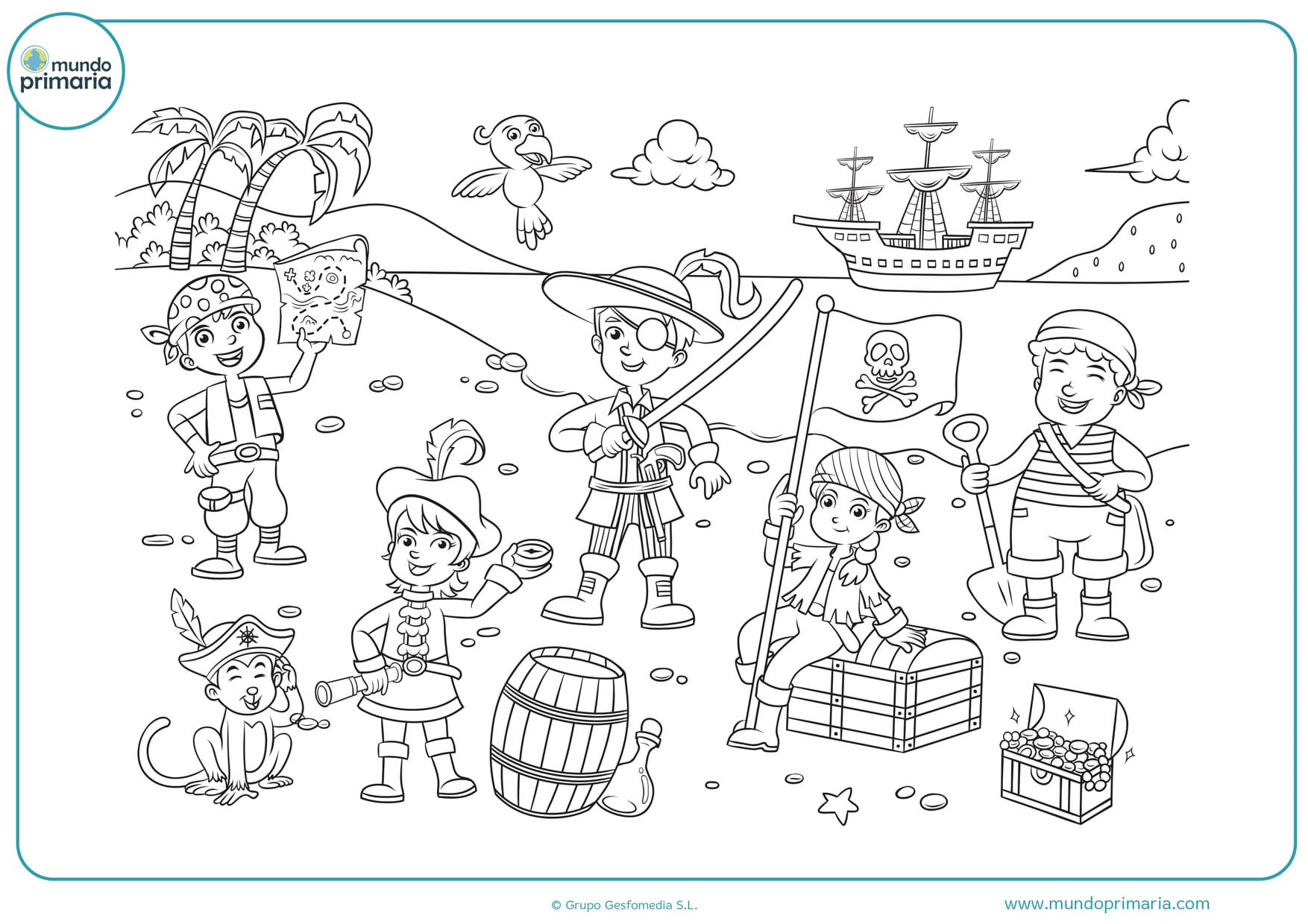 dibujos de niños piratas para colorear