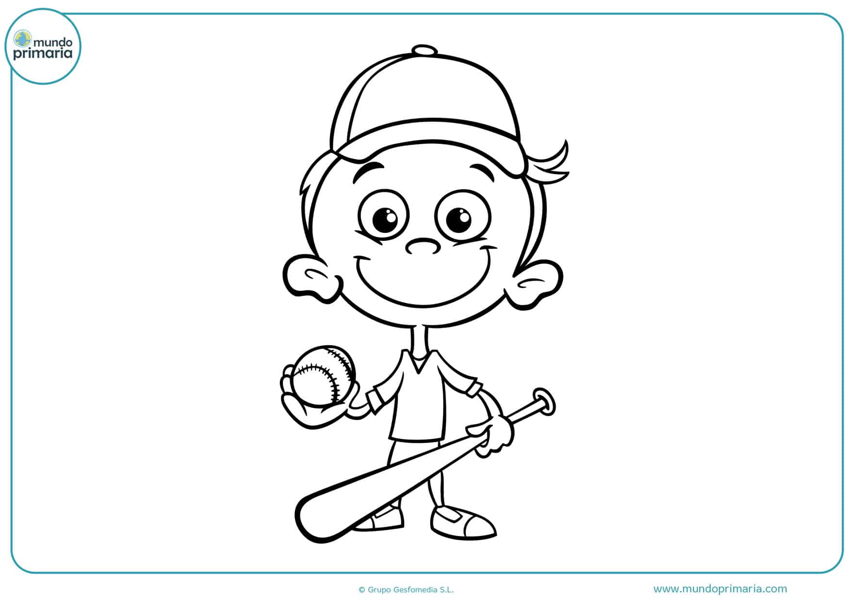 dibujos de niños jugando al béisbol para colorear