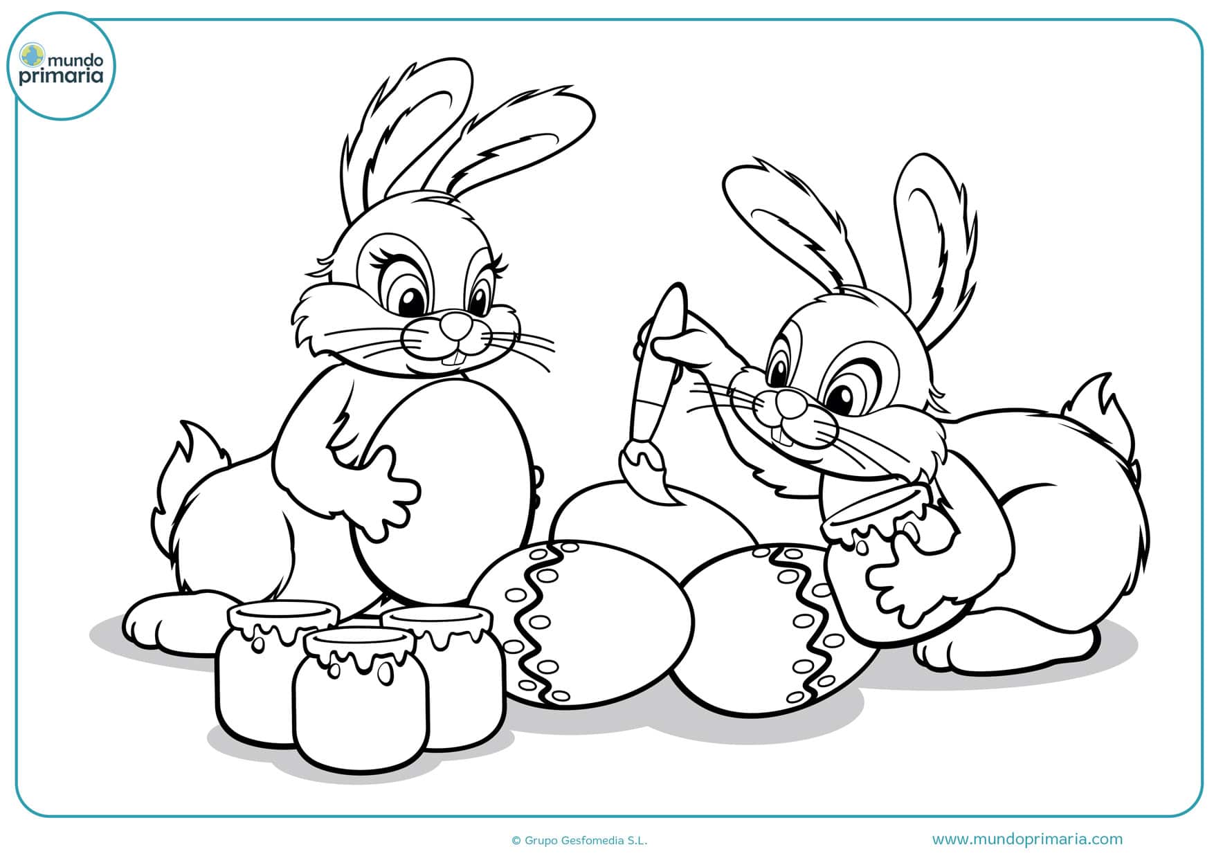 dibujos para colorear conejos de pascua