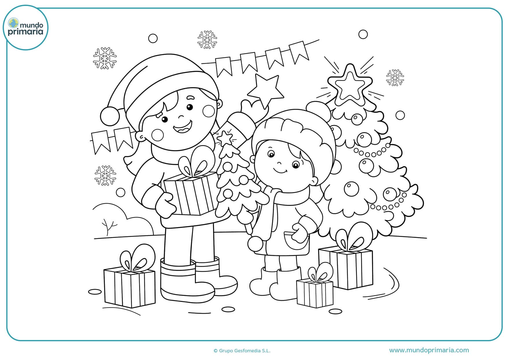 dibujos para colorear de navidad regalos