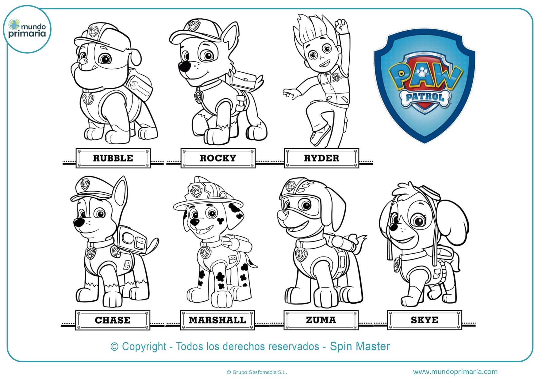 ▷ Dibujos de la Patrulla Canina para Colorear (Imprimir Gratis)