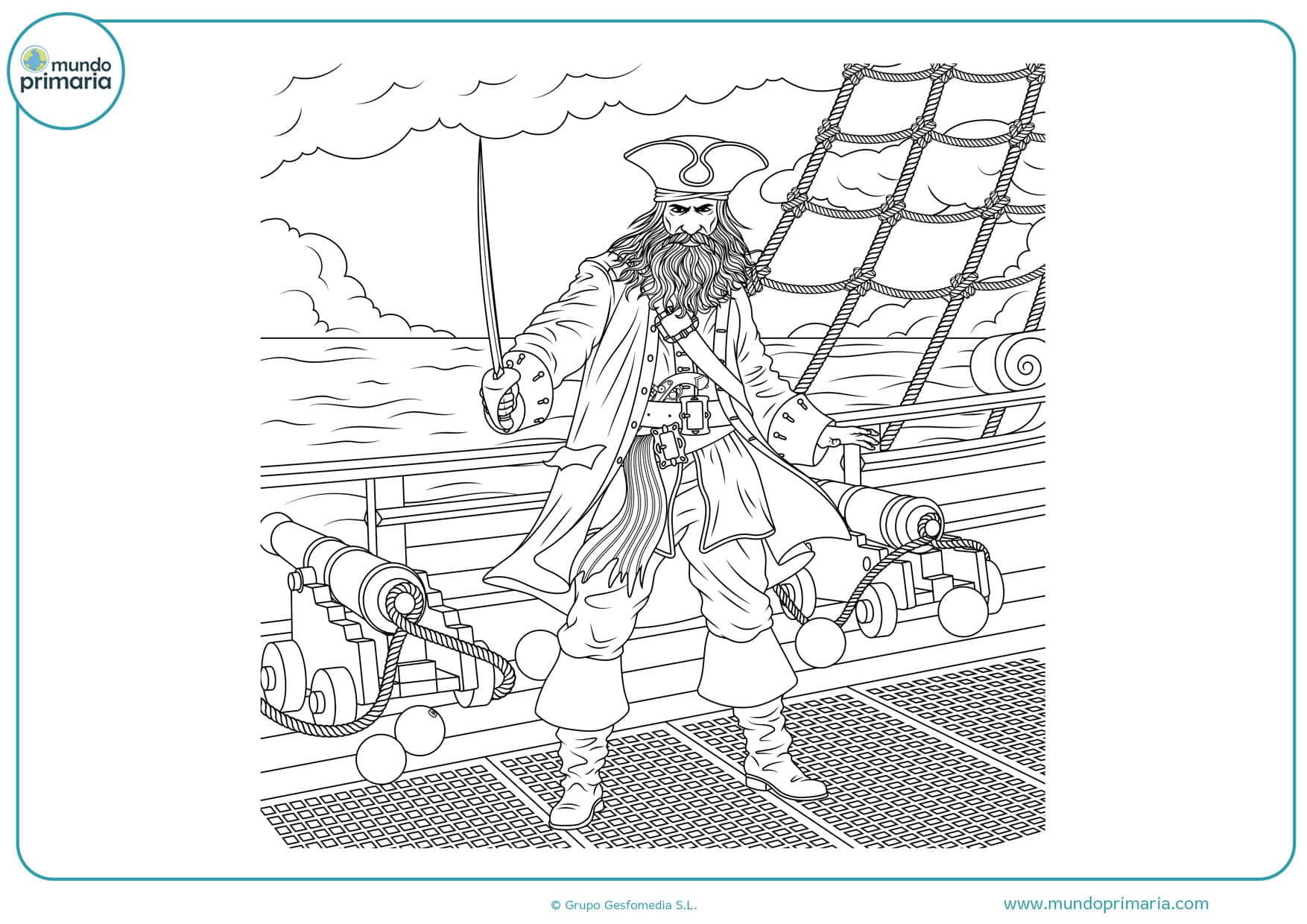 dibujos para colorear de piratas y espadas