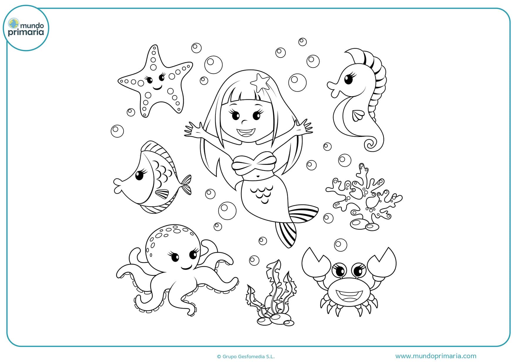 dibujos para colorear de sirenas y peces