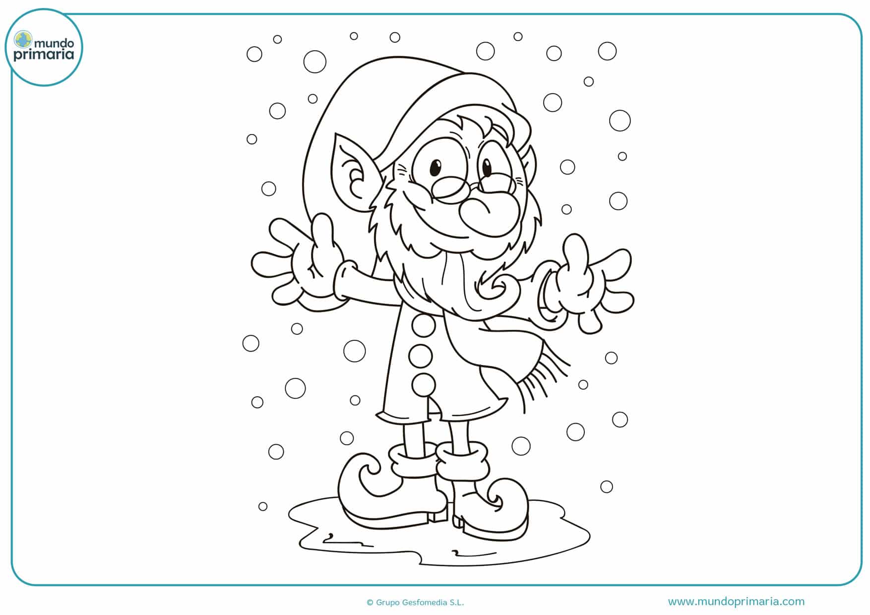 imágenes de duendes navideños para colorear