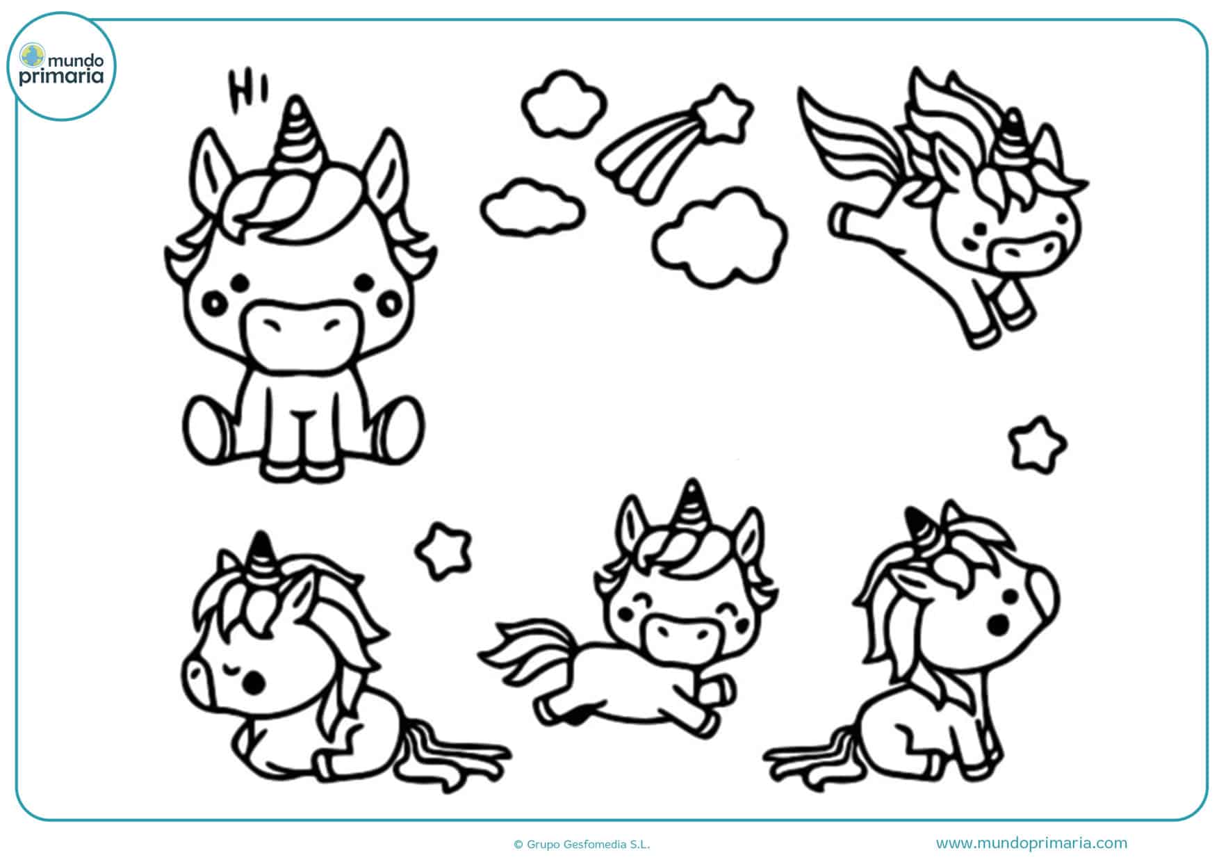 dibujos kawaii para colorear unicornio