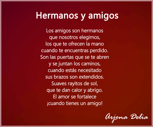 Poemas De Amistad Cortos Y Largos Con Autor