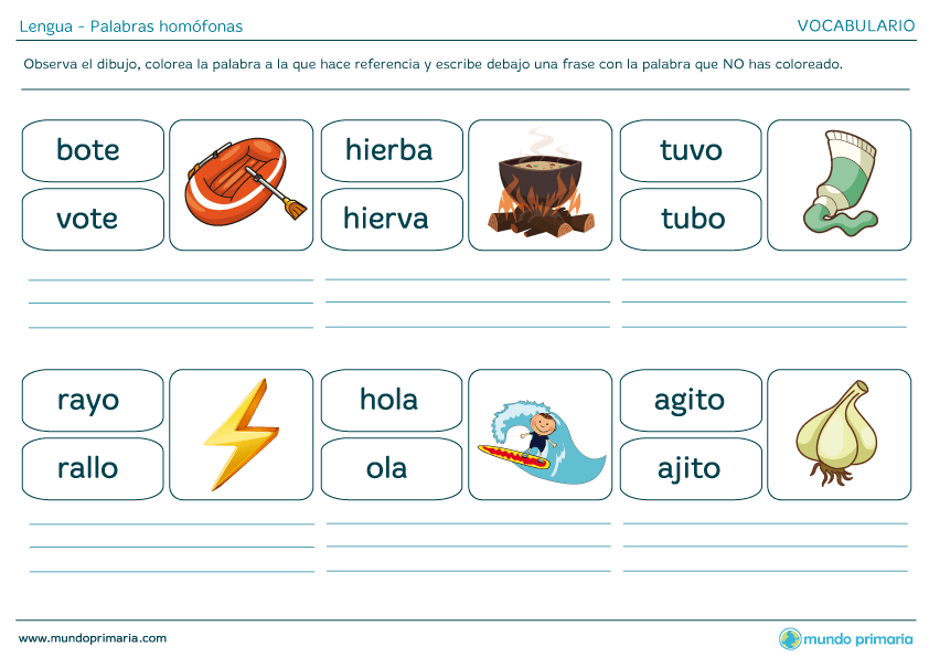 Ejemplos de palabras homófonas