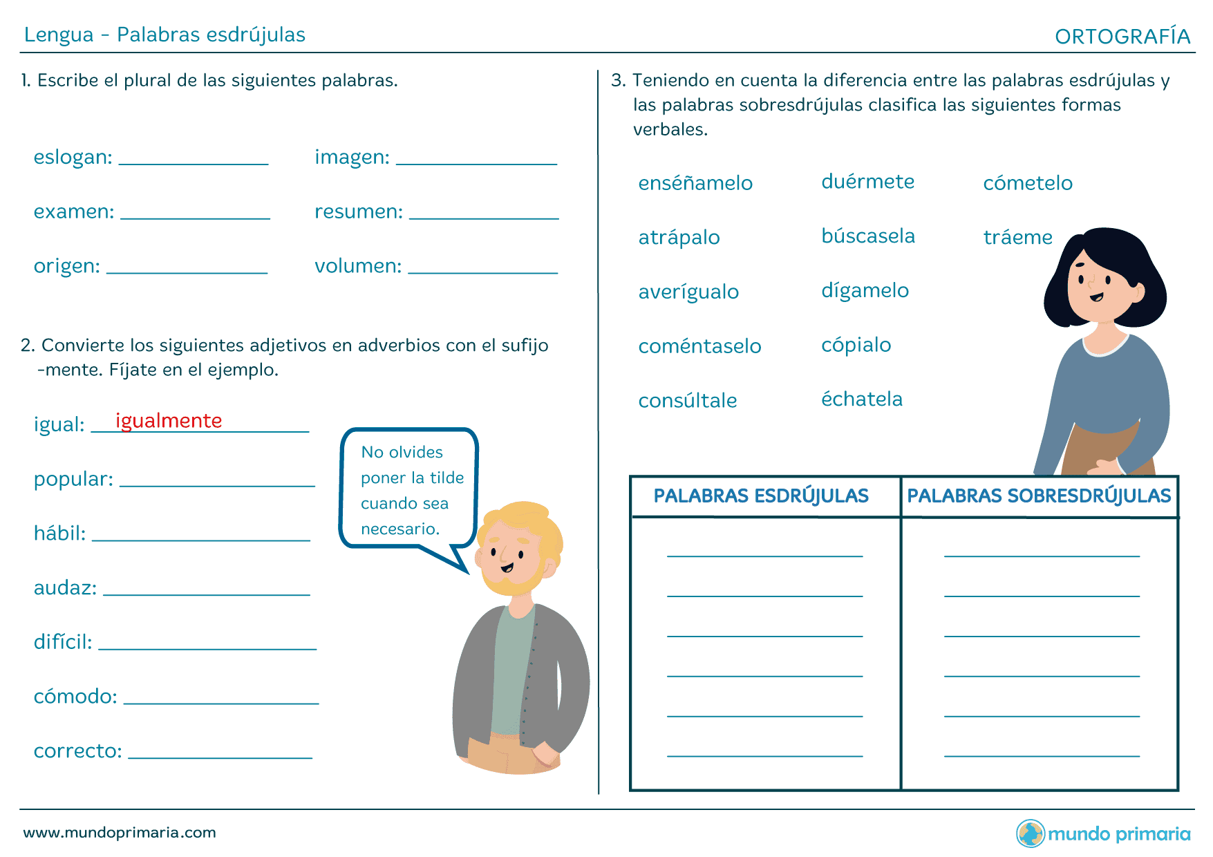 Las palabras esdrújulas【¿Qué son? ¿Cómo se acentúan?】