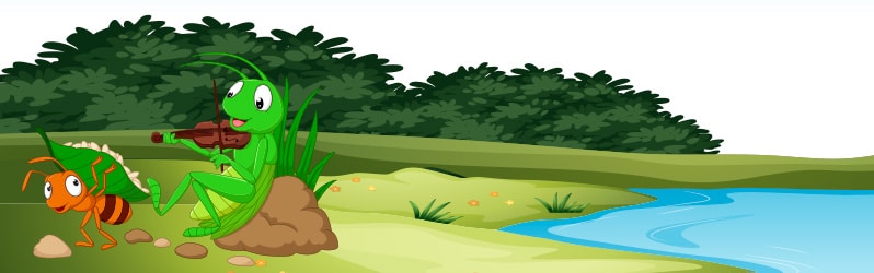 Fábula en inglés para niños The ant and the grasshoper